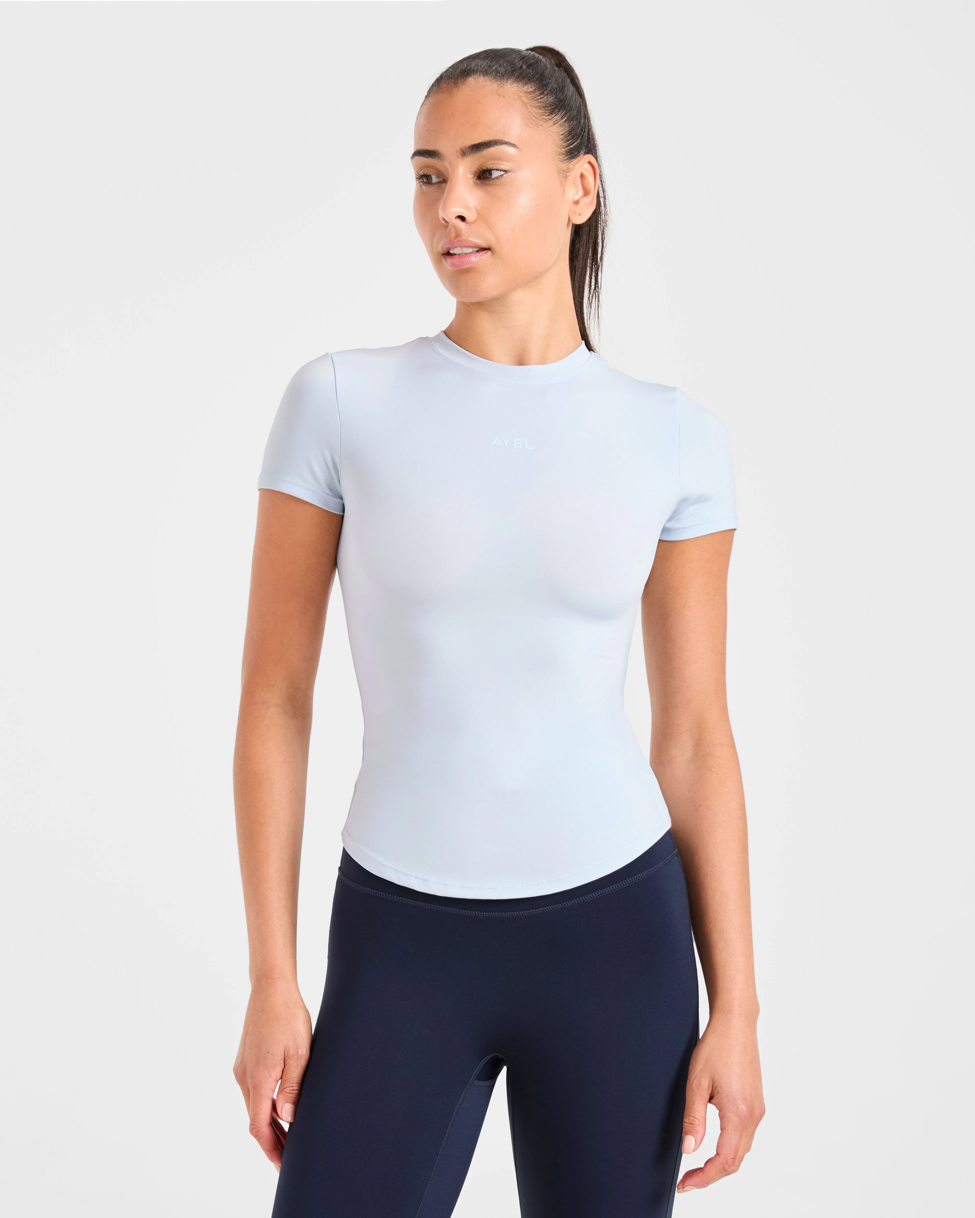 High Density Weave Sculpt T Shirt - Pastel Blue Effortless Style