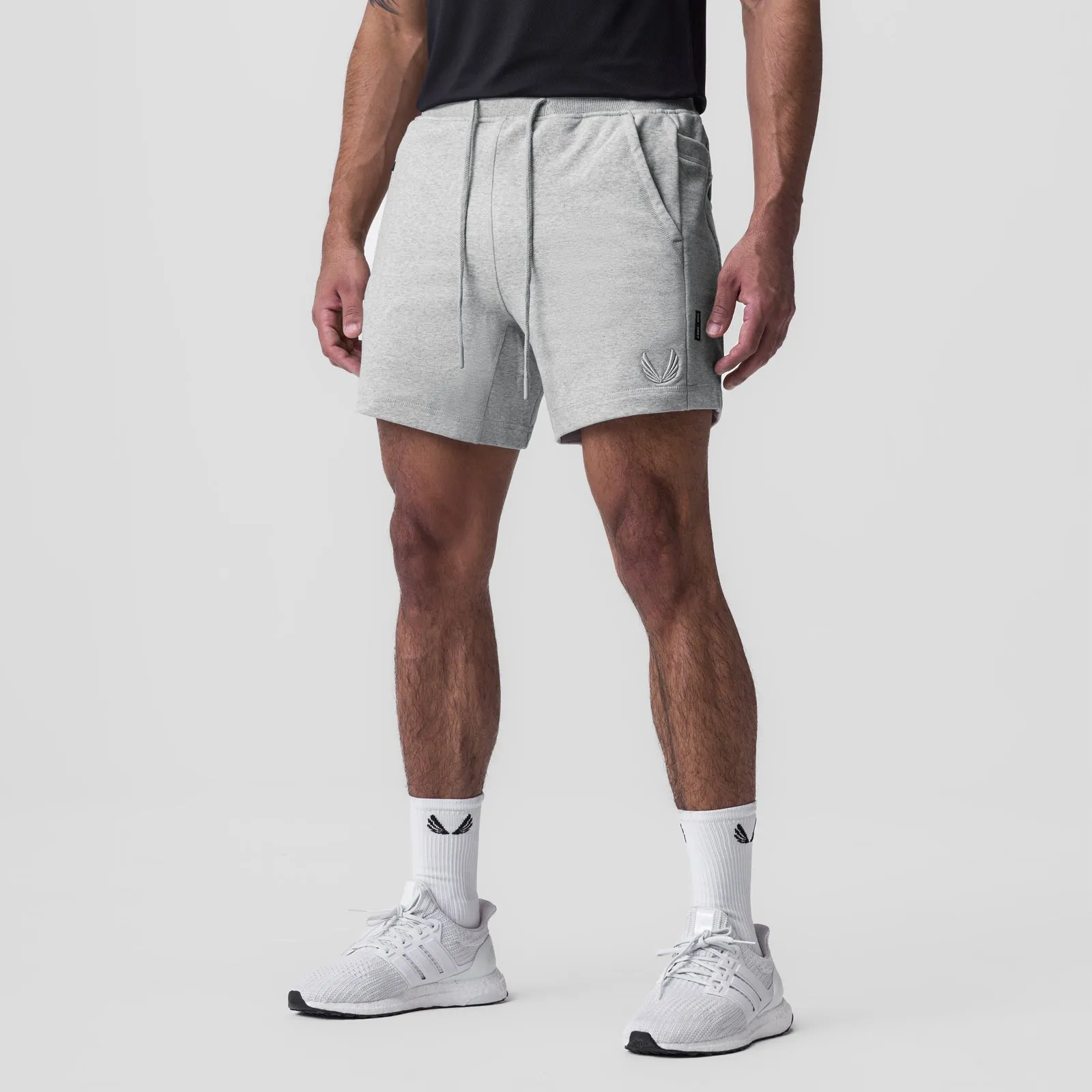 Flexible Stretch Waist quick-drying 0867. Tech-Terry? Sidelock Sweat Short - Heather Grey