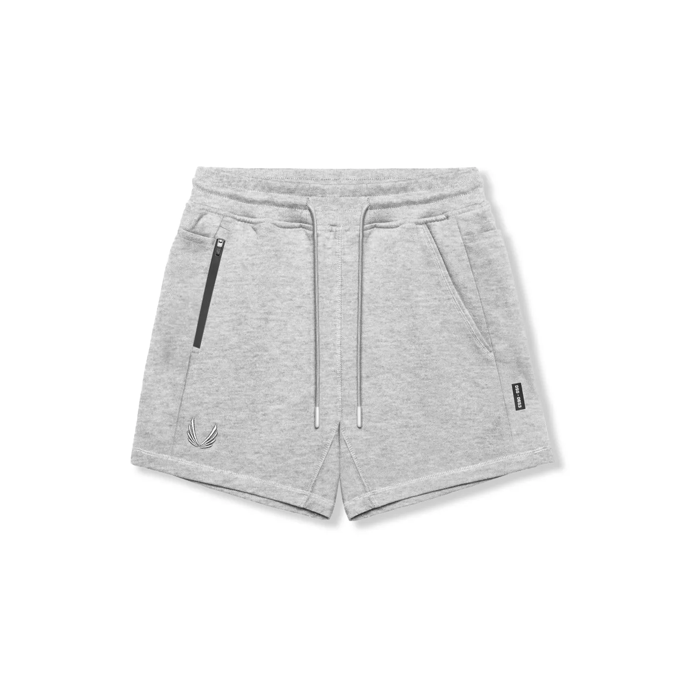 0867. Tech-Terry? Sidelock Sweat Short - Heather Grey Stretchy Waist Trendy Look