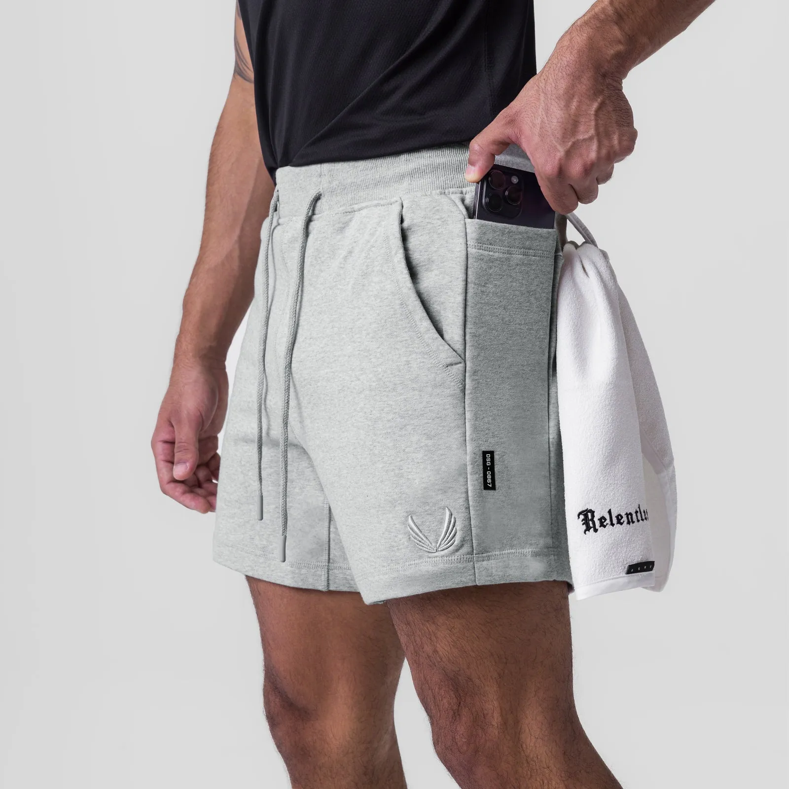 Mid Rise hospitality industry 0867. Tech-Terry? Sidelock Sweat Short - Heather Grey