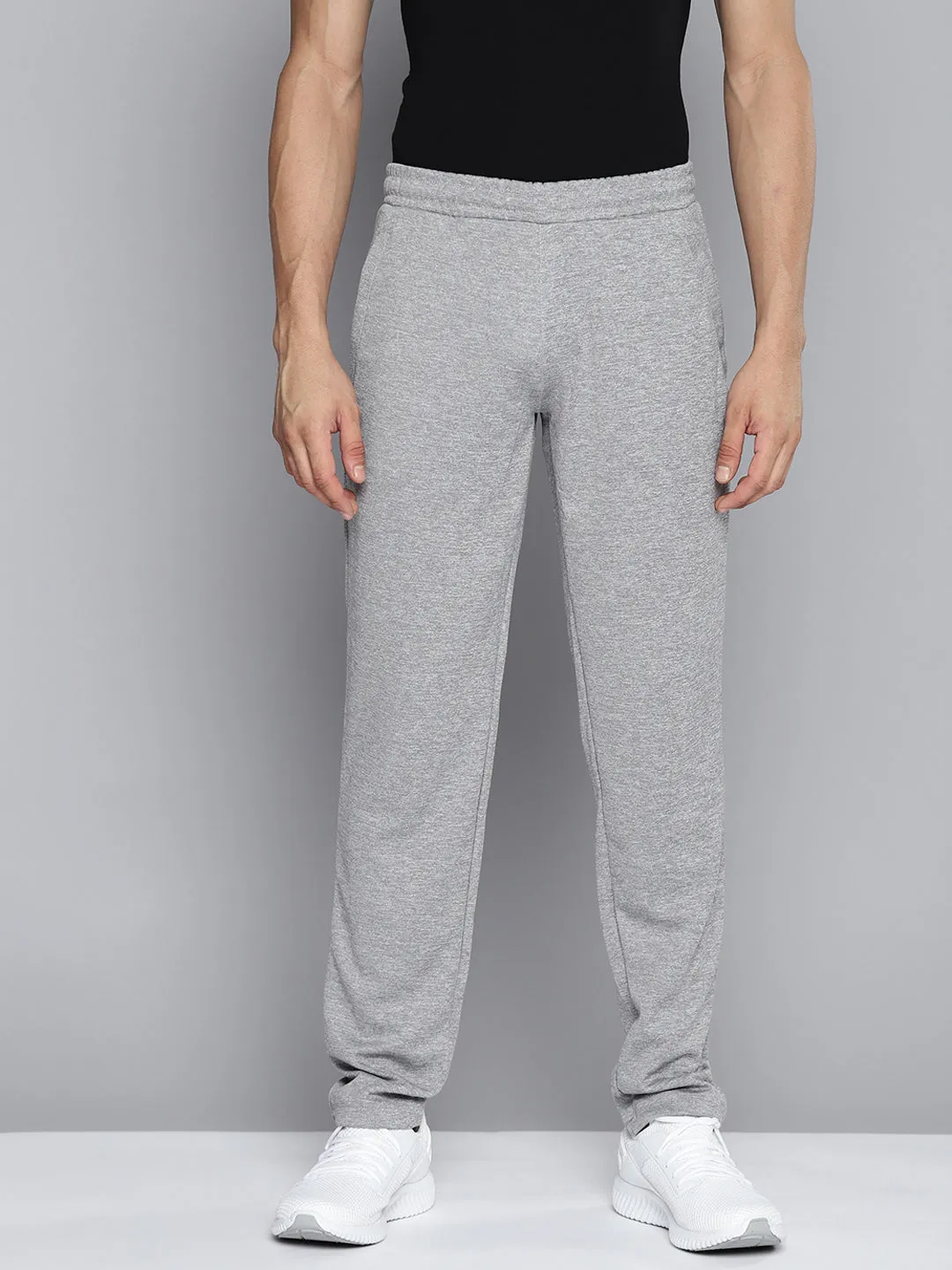Relaxed Waist Sport Friendly Alcis Men Grey Melange Solid Slim Fit Track Pants