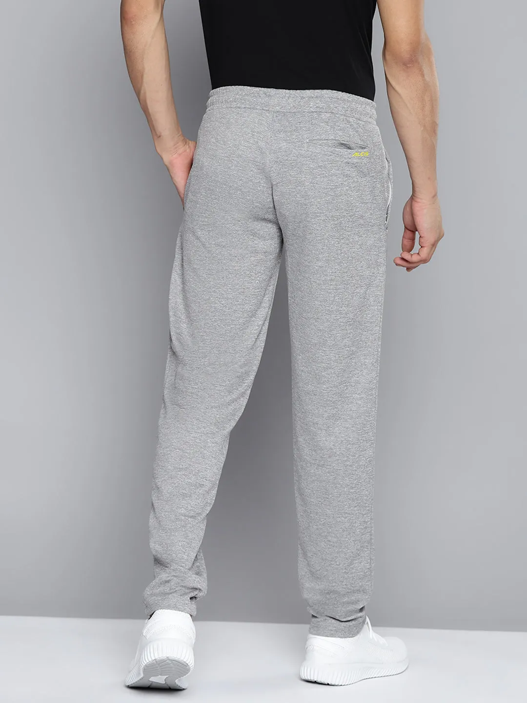Alcis Men Grey Melange Solid Slim Fit Track Pants Anti Snag Threading Outdoor Friendly
