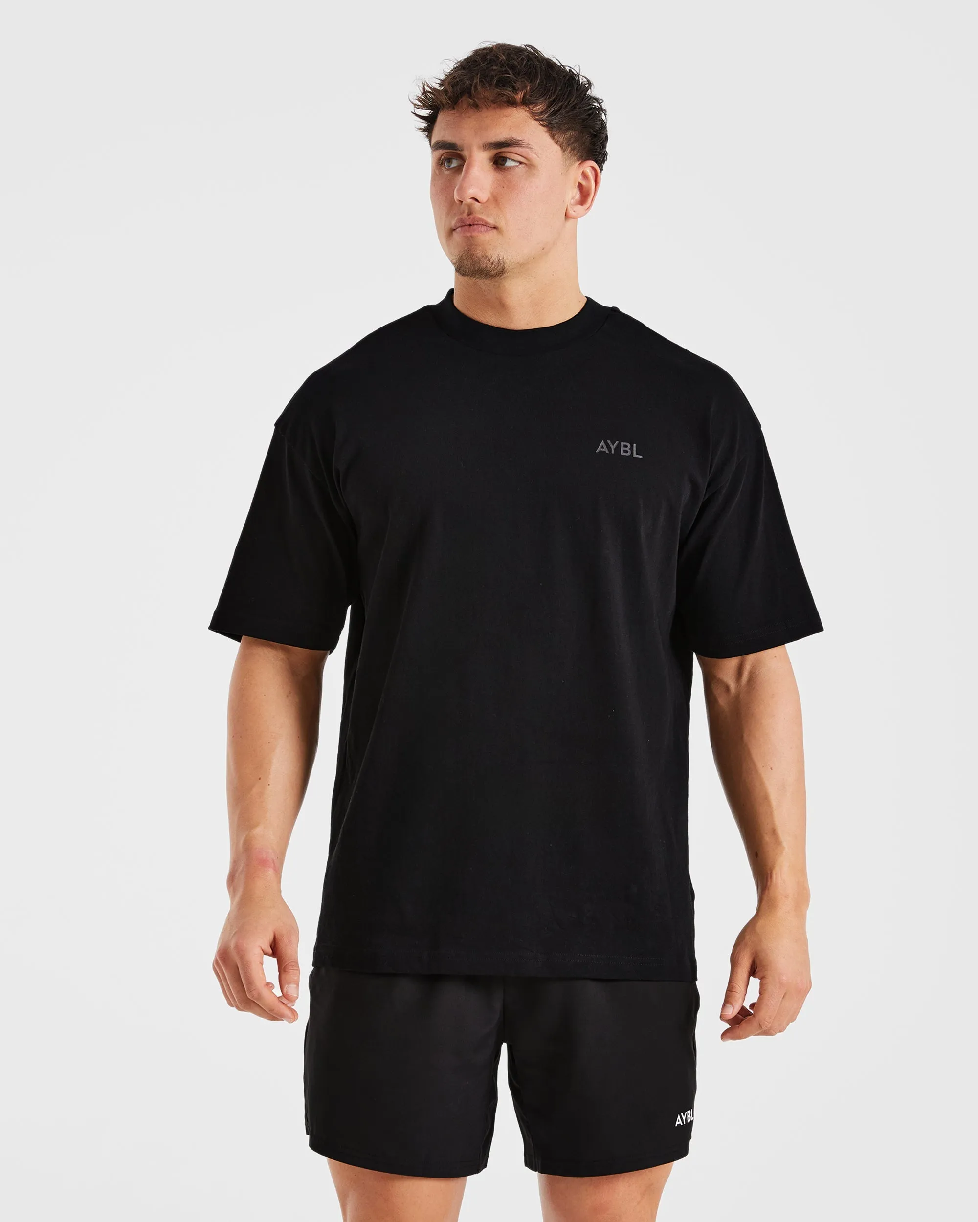Fashion Forward Slim Fit Design Essential Oversized T Shirt - Black
