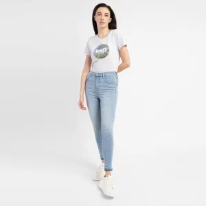 Women's Blue Mile High Wide Leg Fit High Rise Jeans Cropped length