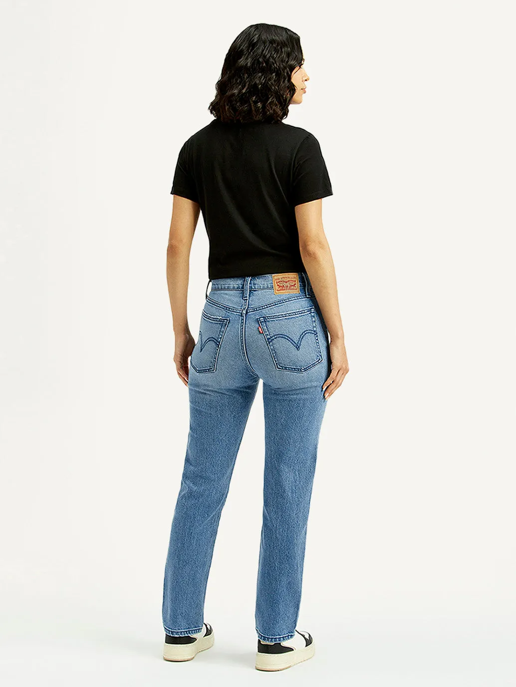 Workday Outfit Parent Style Evening Stroll Festival Outfit Women's Light Blue Wedgie Straight Fit Mid Rise Jeans