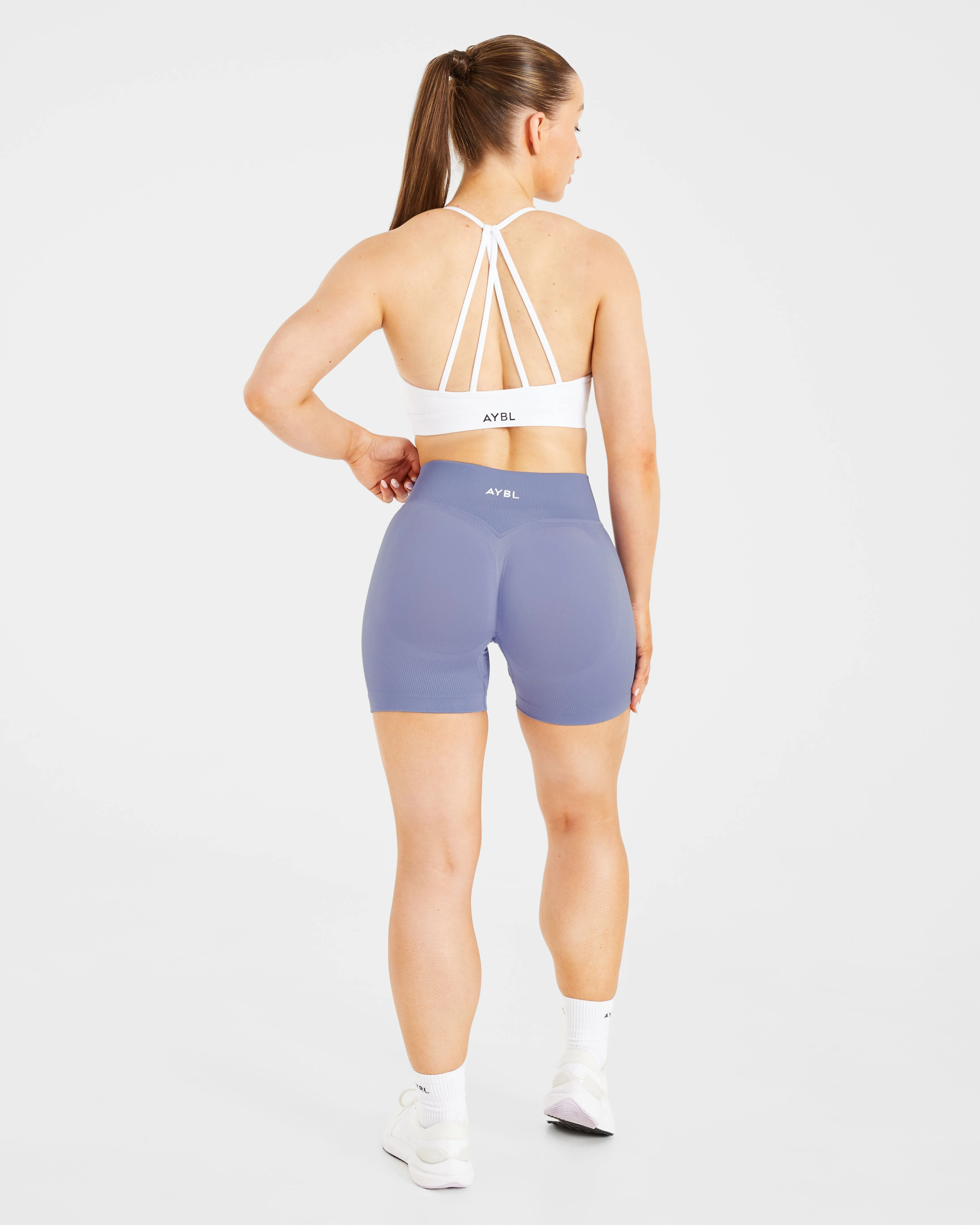 Pilates practitioners Loose fit seams Essential V Neck Strappy Sports Bra - White