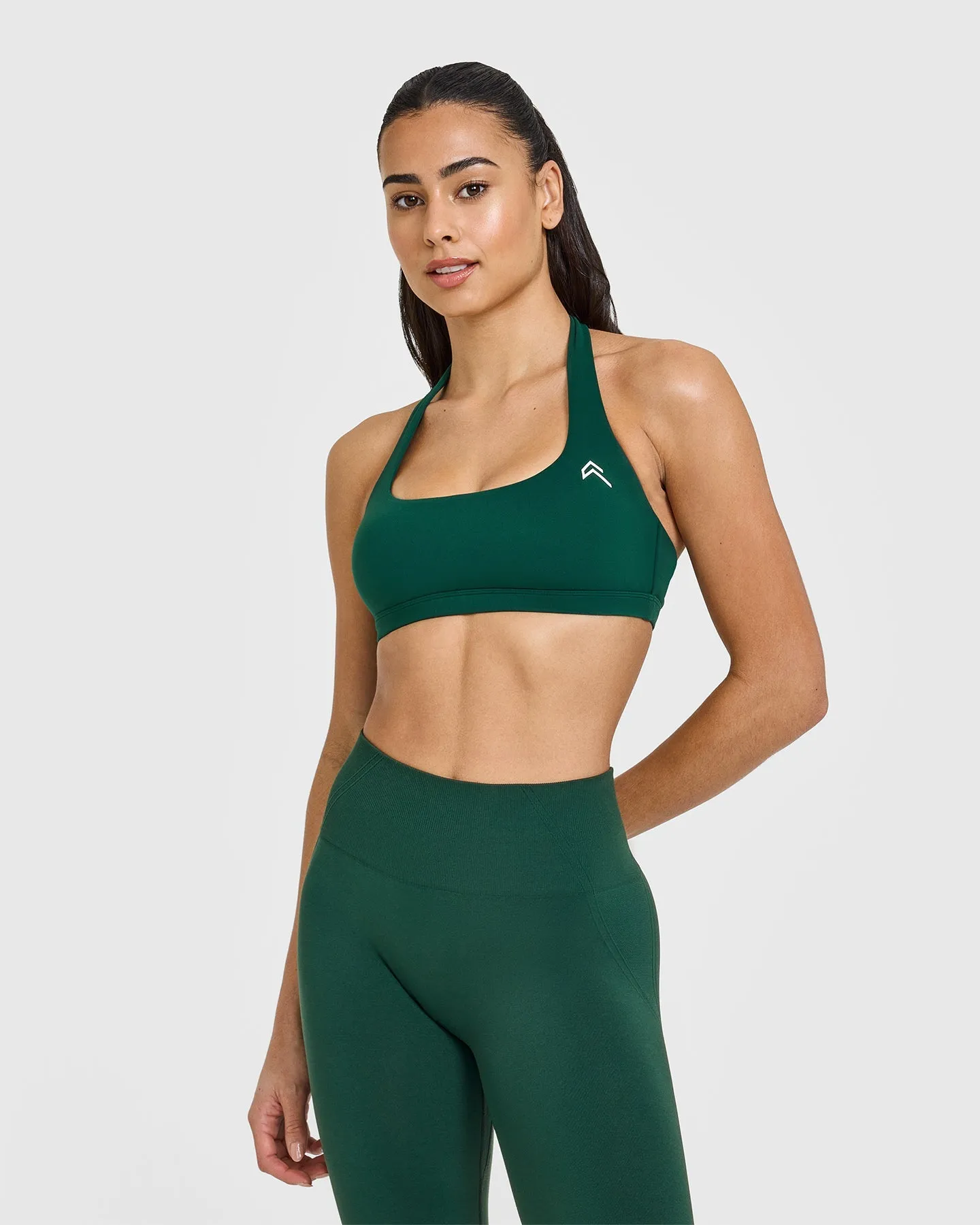 Reinforced Stress Points Secure Closure Unfathomable EasyLift? Halter Bralette | Racing Green