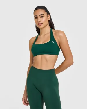 Reinforced Stress Points Secure Closure Unfathomable EasyLift? Halter Bralette | Racing Green