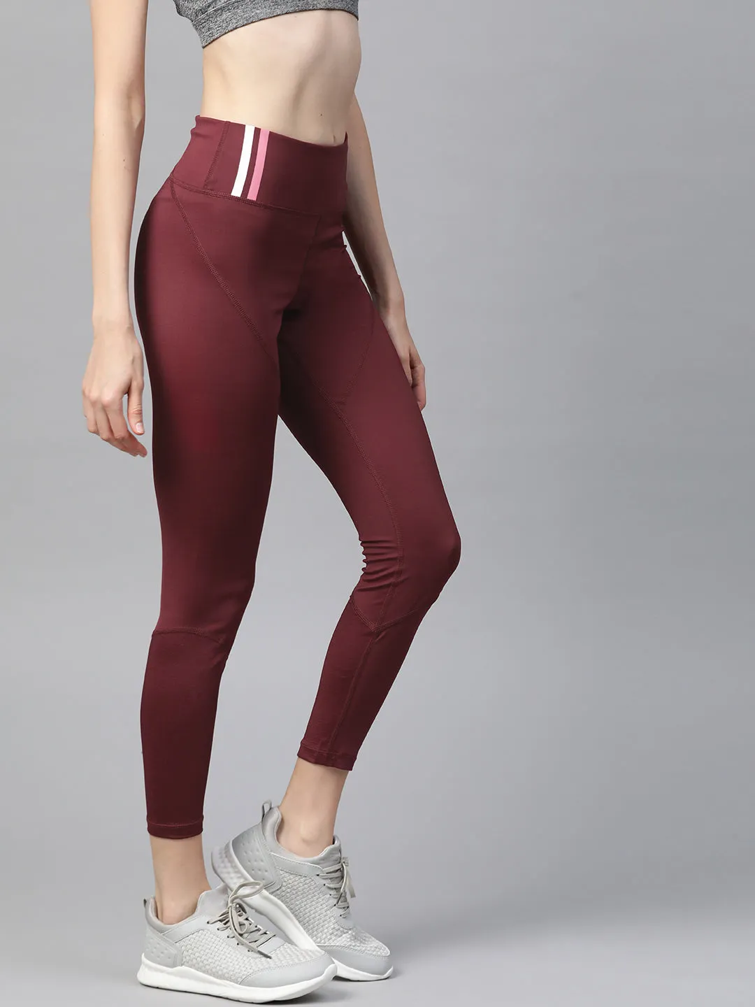Move Control Home Lounge Alcis Women Burgundy Solid Cropped Tights