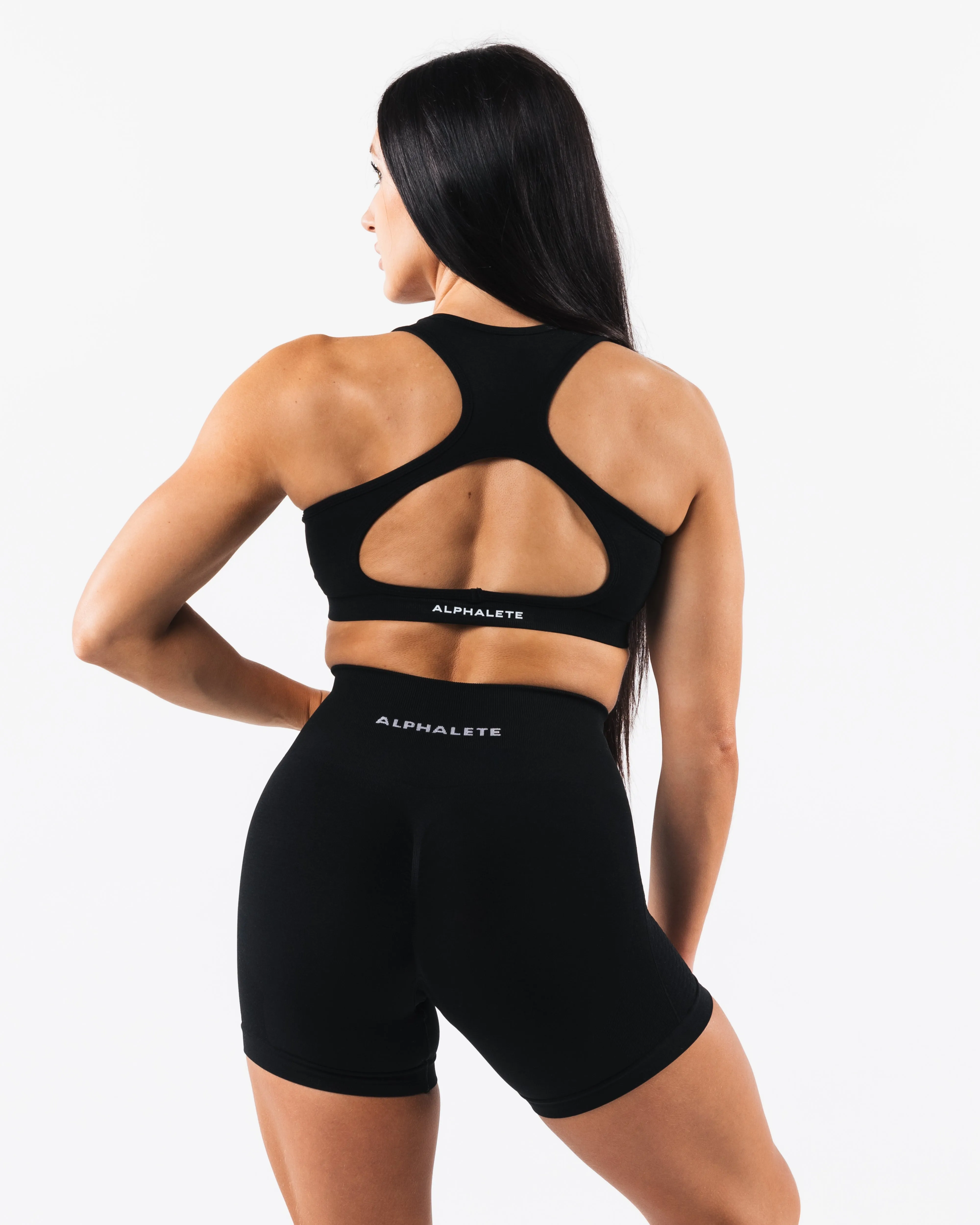Sustainable workout gear Spandex fabric Amplify Contour Bra - Black