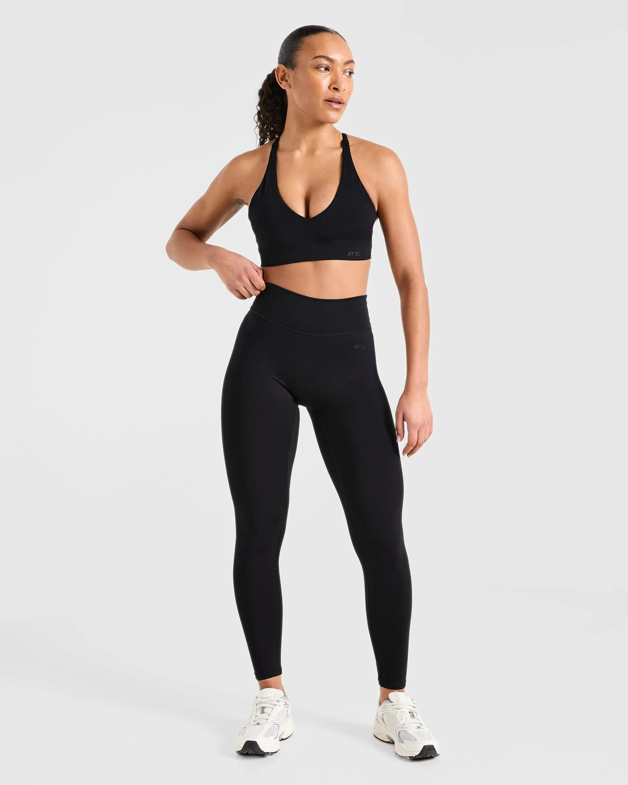 Staple Sports Bra - Black Drawstring closure seams