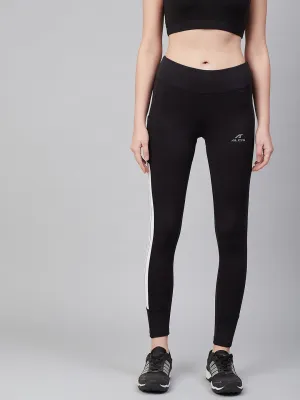 Alcis Women Black Solid Training Tights Stable Fit