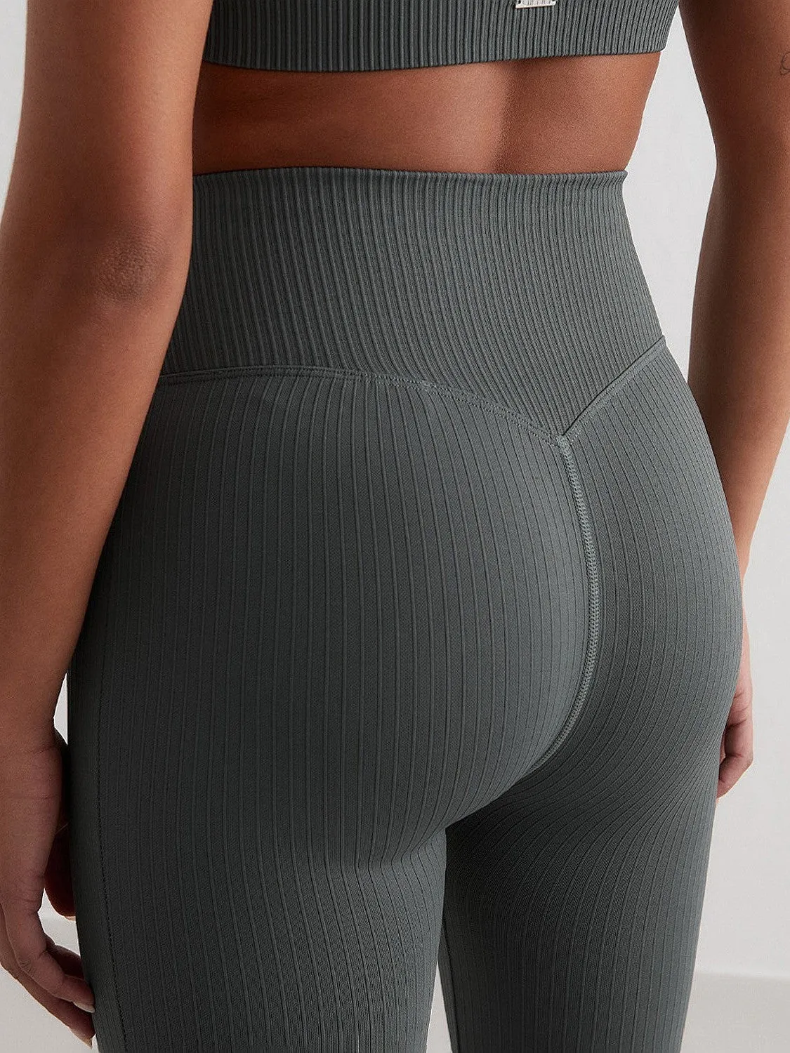 Sage Ribbed Seamless Tights Morning Stretch Active Lifestyle
