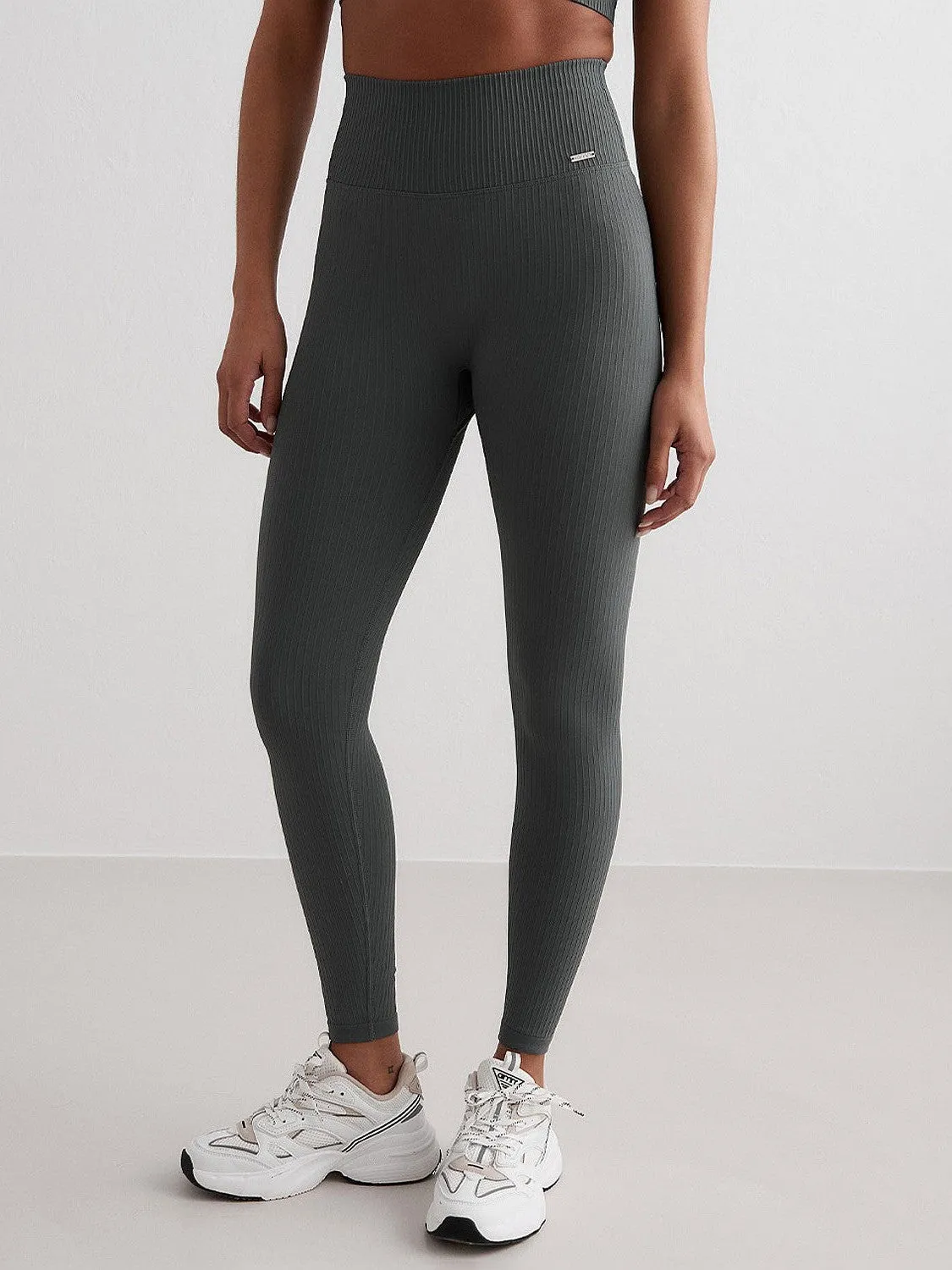 Sage Ribbed Seamless Tights Cold Fit Invisible Waist