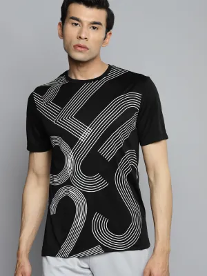 temperature regulation Jump Core Alcis Men Black Typography Printed Slim Fit Training or Gym T-shirt