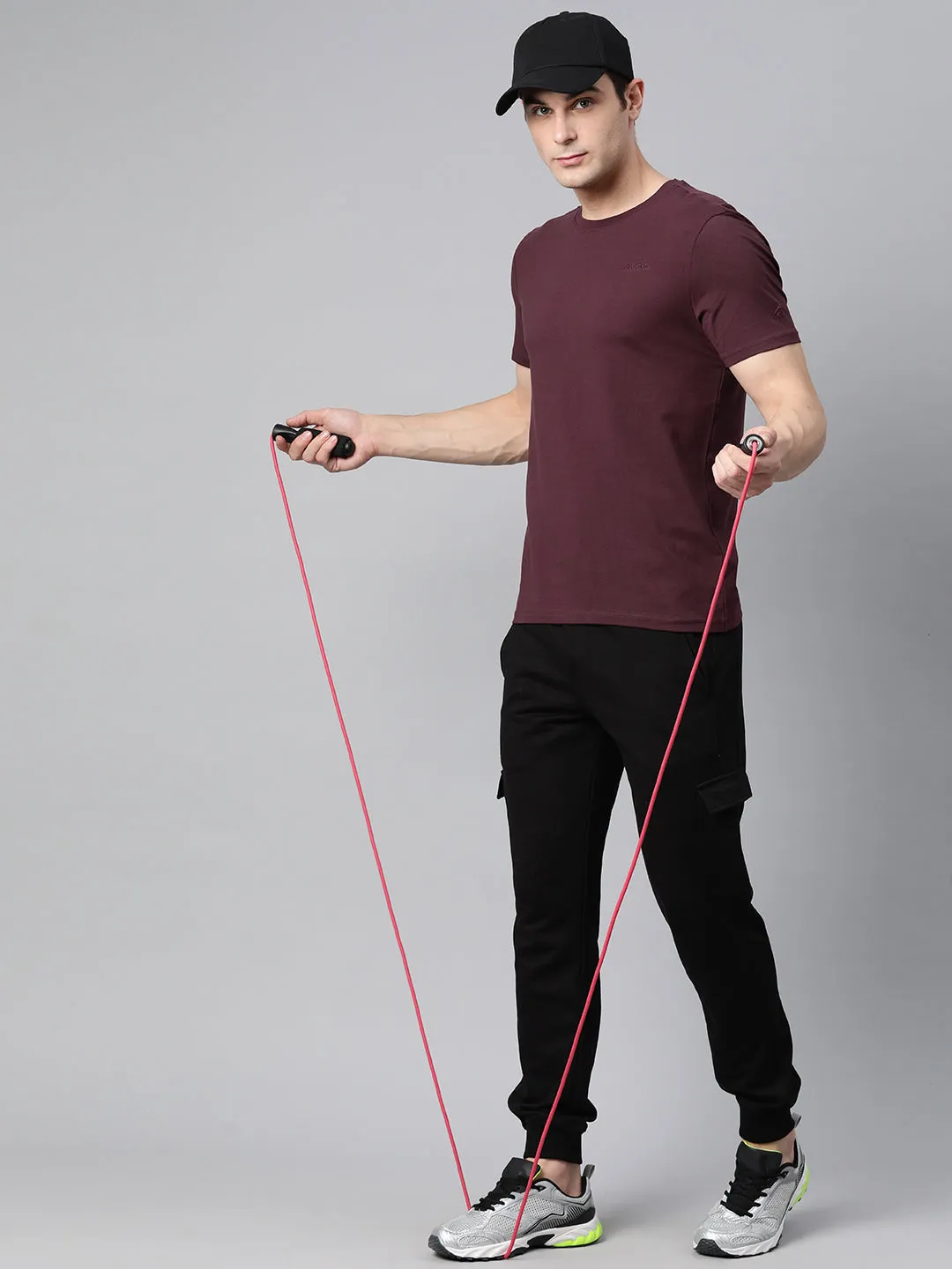 Jewel tone FlexibleWaistband Alcis Men Solid Stretchex Slim Fit T-shirt