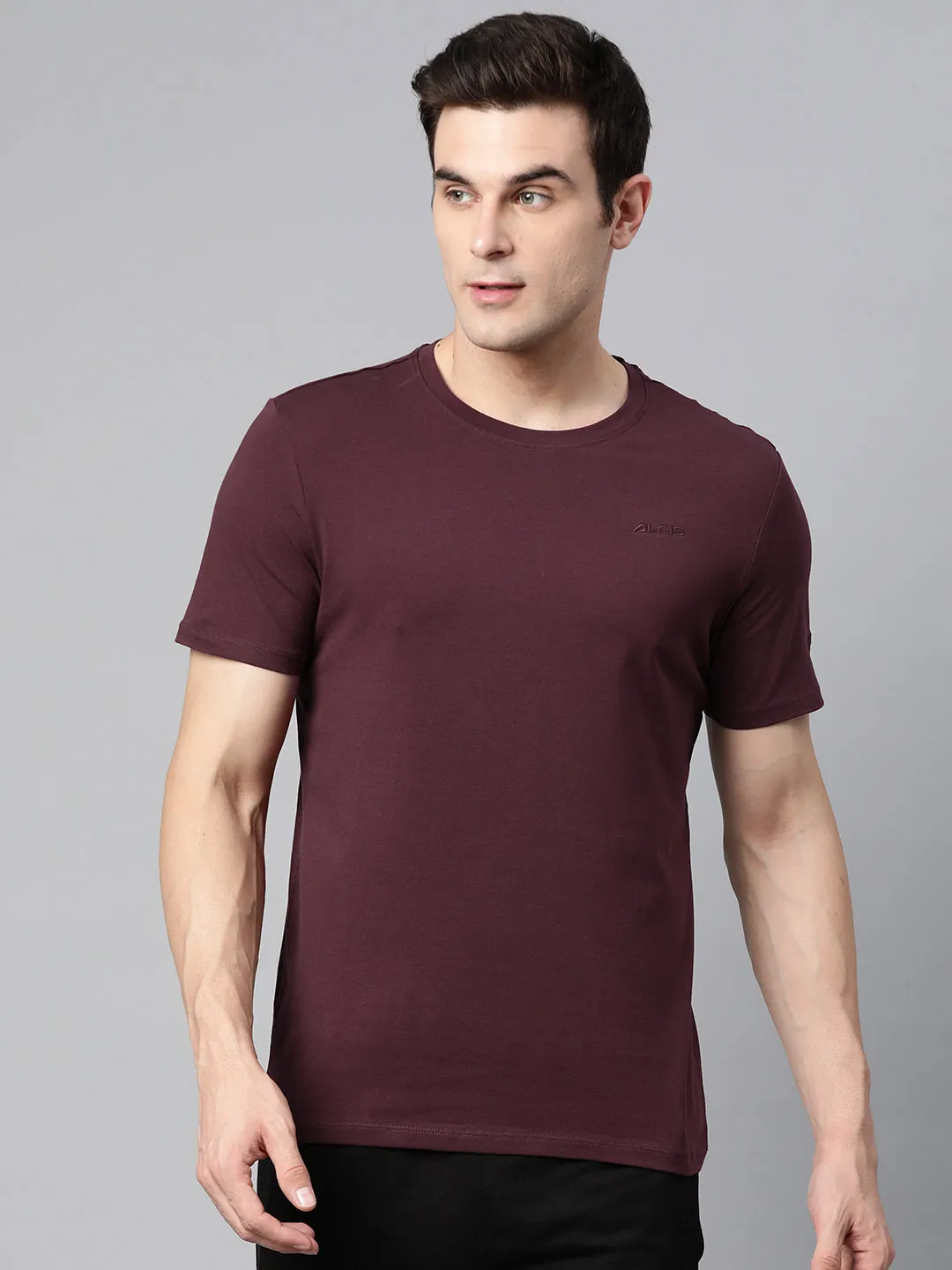 Alcis Men Solid Stretchex Slim Fit T-shirt Velvet Soul