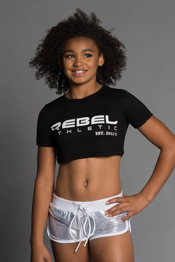 Epic Core TearResistant Material Rebel Athletic Est. 2013 Premium Cropped Tee in Black