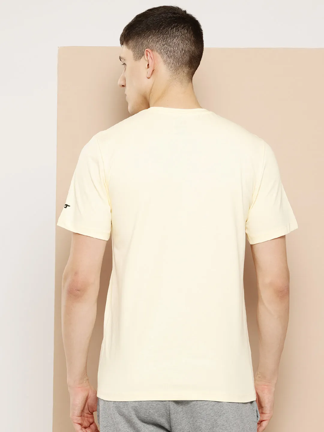 Alcis Men Cream Typography Printed T-shirt EcoFriendlyTextiles Modern Ease