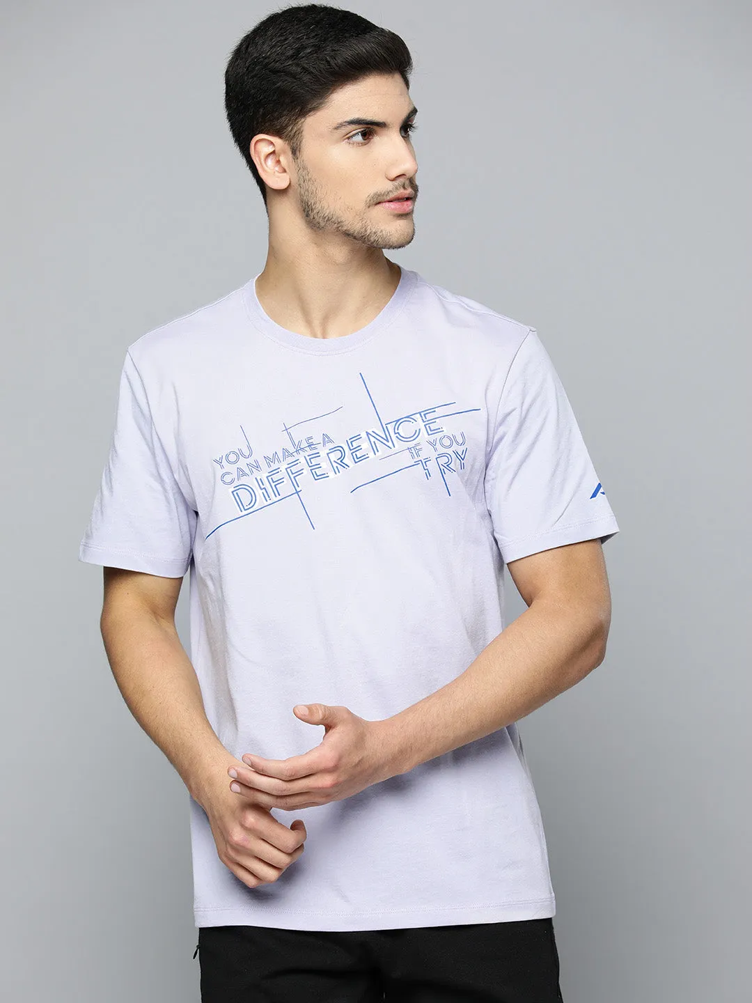 Alcis Men Typography Printed Anti Static Slim Fit Sports T-shirt TearResistantMaterial