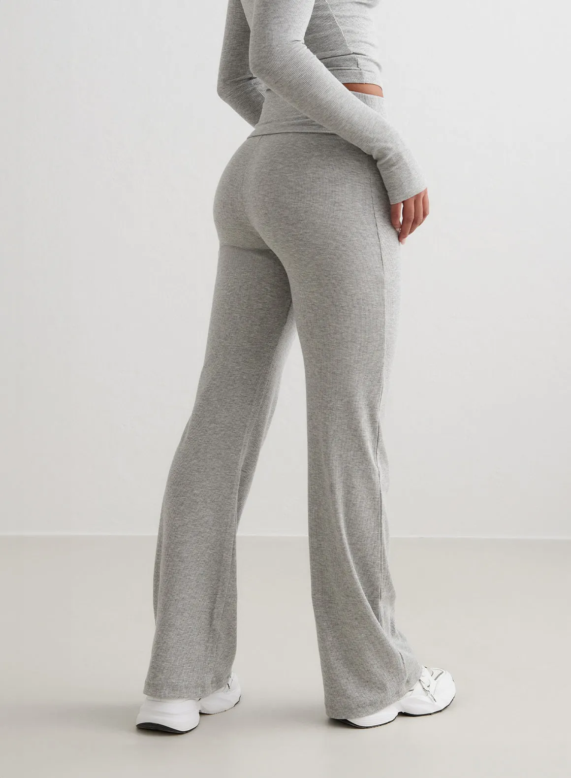 Grey Melange Ease Ribbed Pants Non Irritating