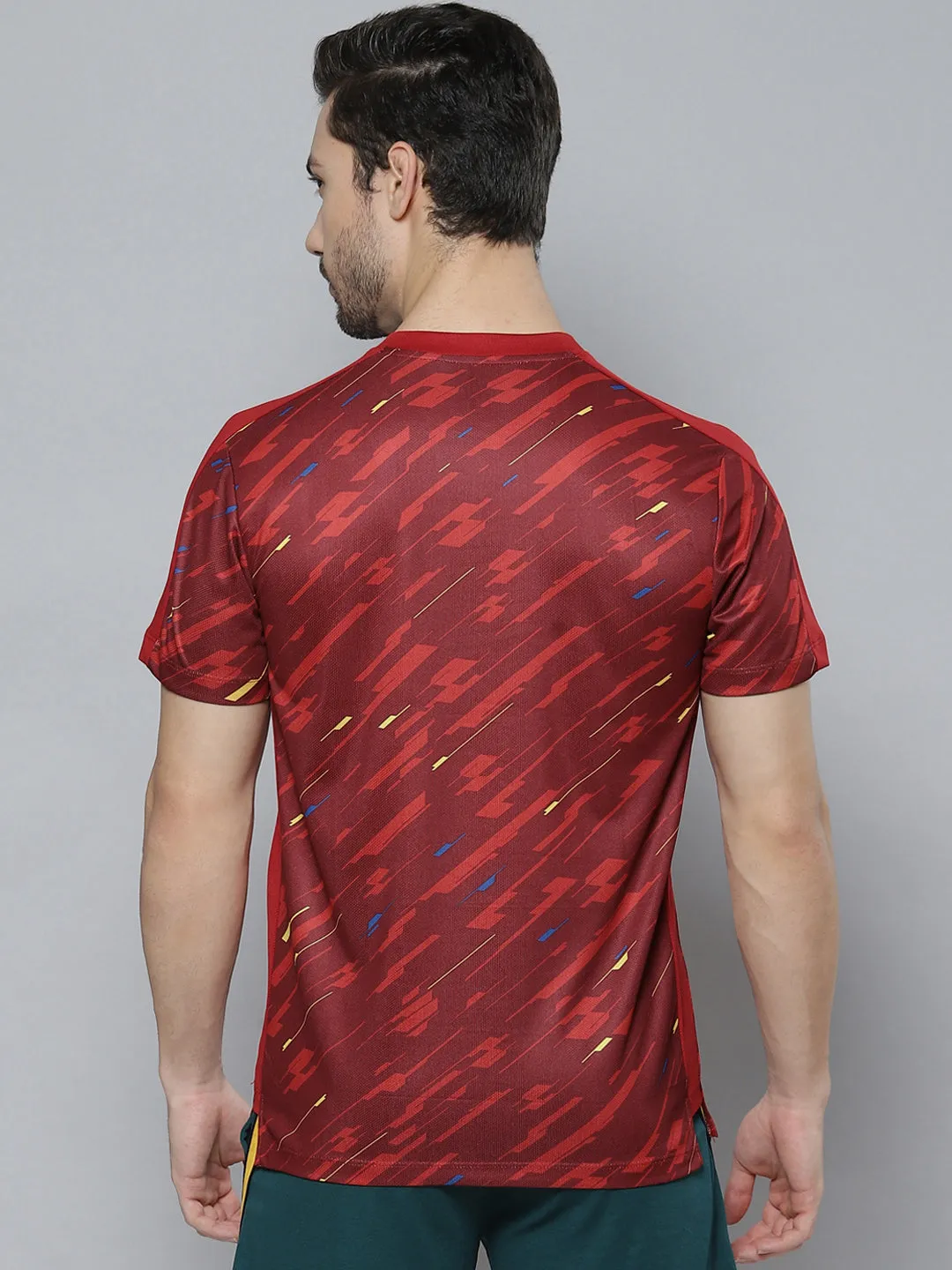DoubleStitchedEdges AntiSnagTechnology Alcis Men Red Abstract Printed T-shirt