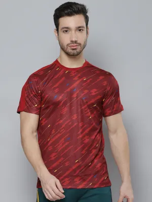 Alcis Men Red Abstract Printed T-shirt Loose Fit