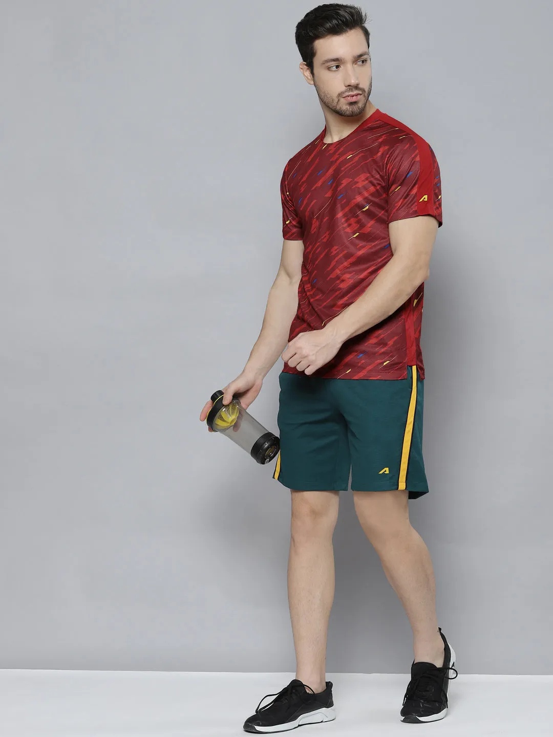 Alcis Men Red Abstract Printed T-shirt Hope Fit