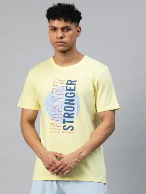 Alcis Men Yellow Typography Printed T-shirt Walk Mood