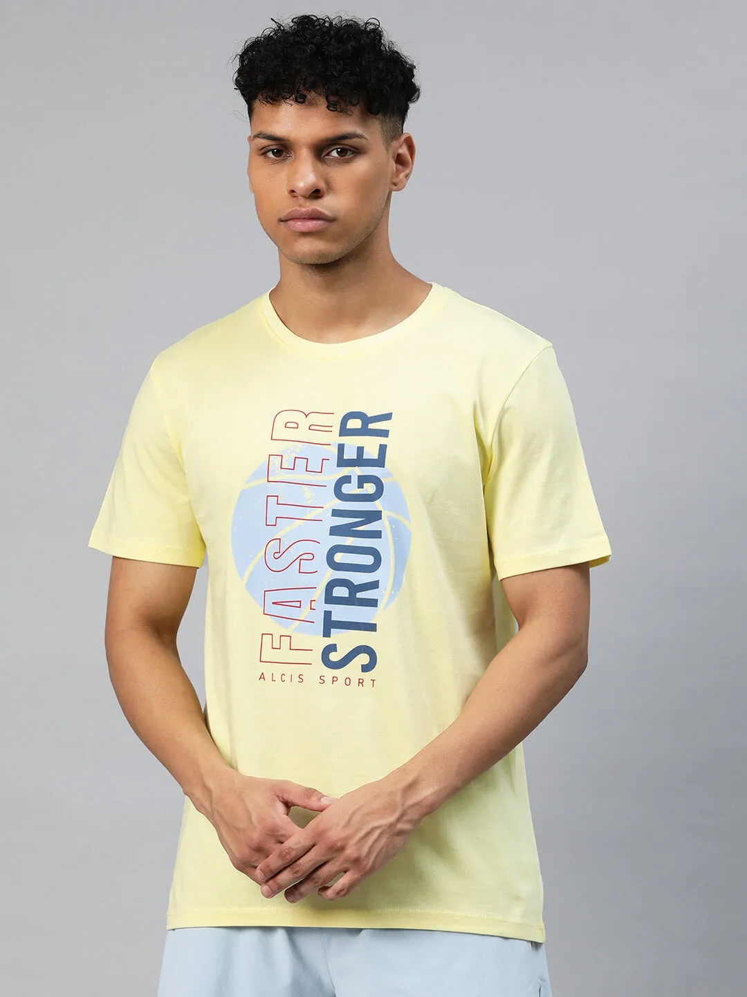 Alcis Men Yellow Typography Printed T-shirt Walk Mood