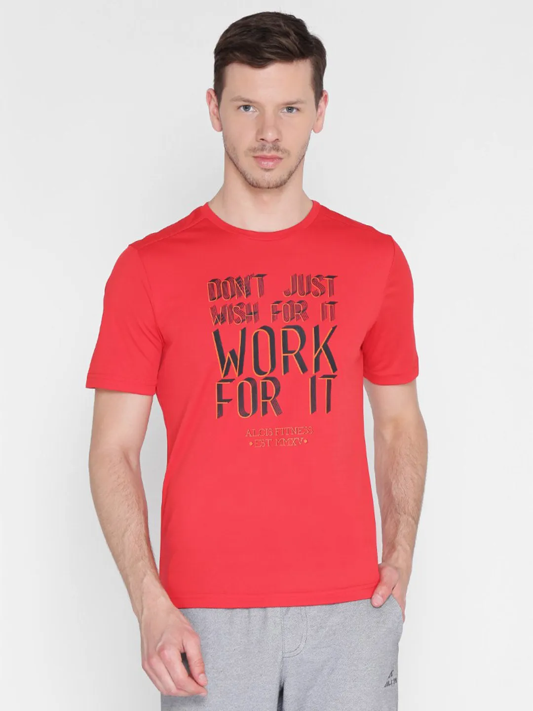 Alcis Men Red Printed Round Neck T-shirt AdjustableStraps