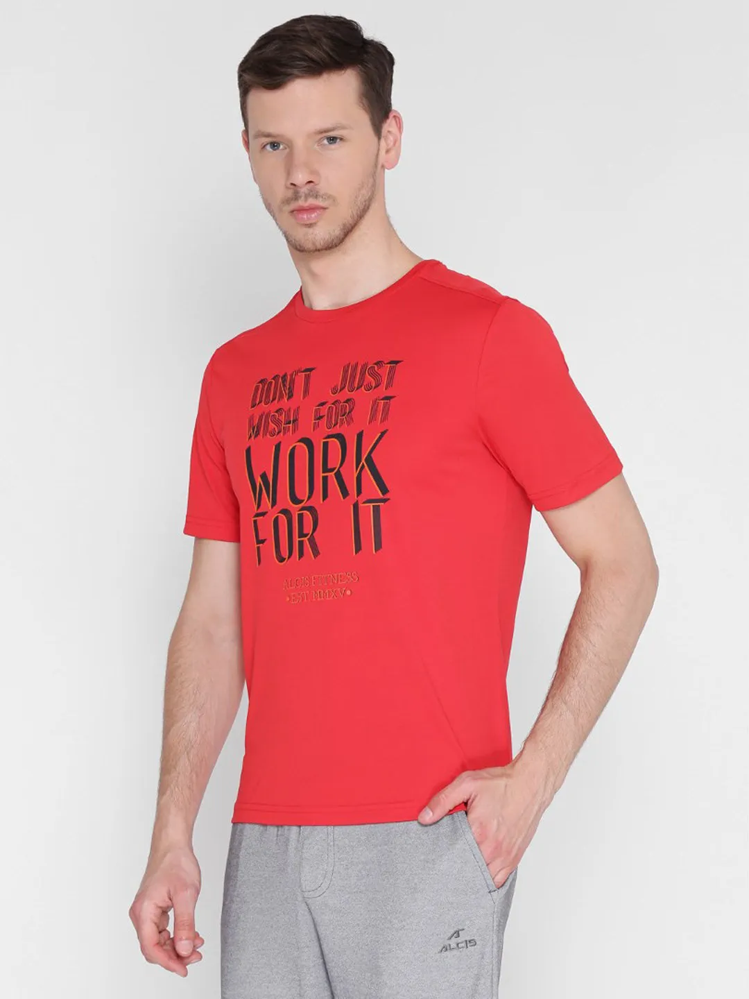CompressionEnhanced Fit Alcis Men Red Printed Round Neck T-shirt