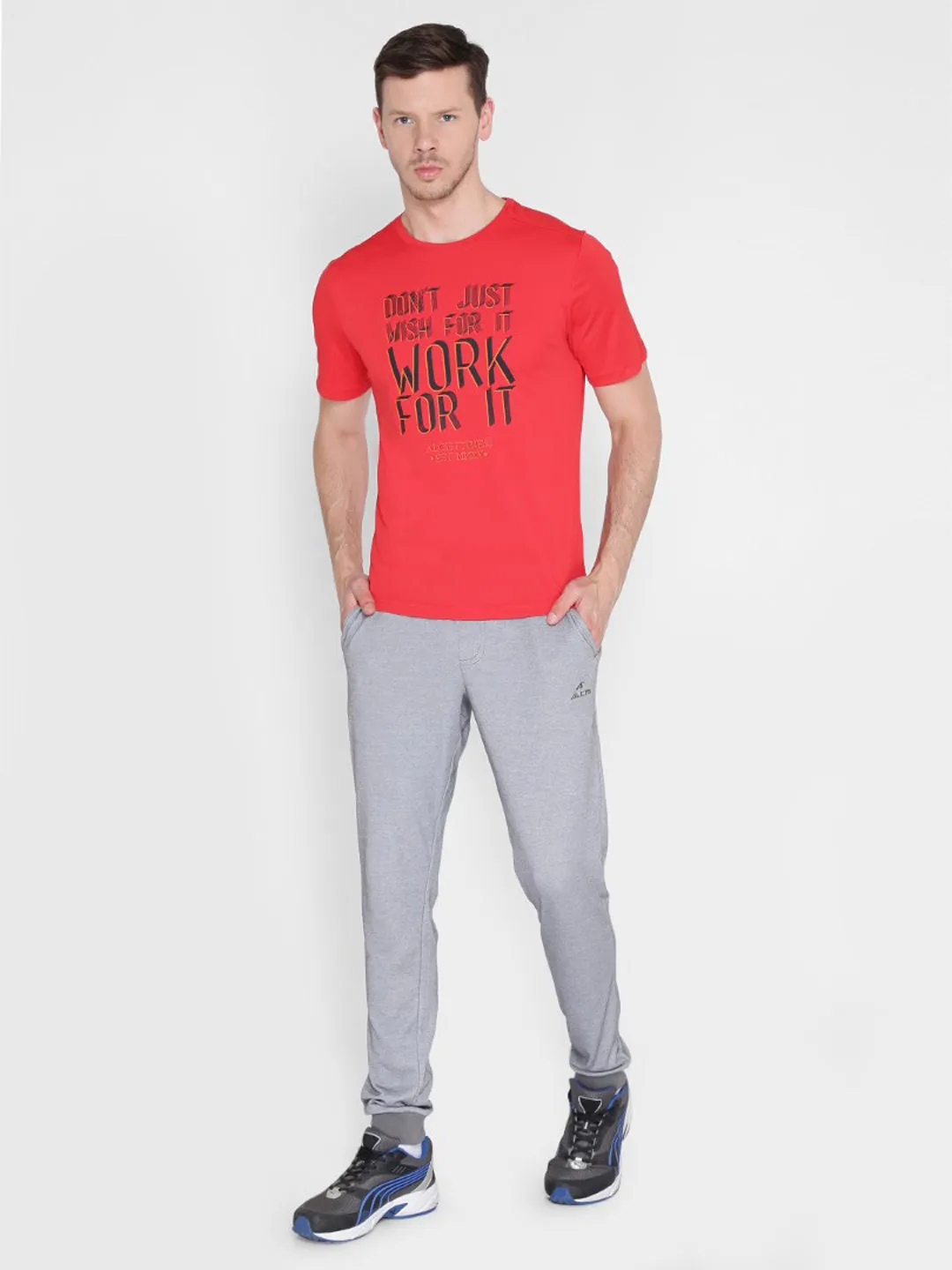Alcis Men Red Printed Round Neck T-shirt Relax Vibe LightweightMaterial