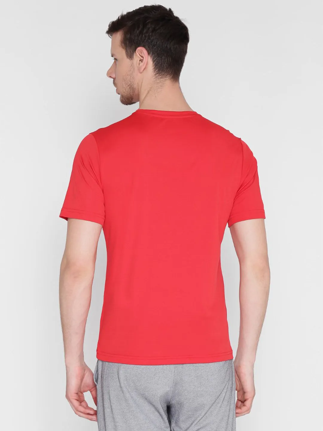 Alcis Men Red Printed Round Neck T-shirt AntiPillingTechnology Smart Casual