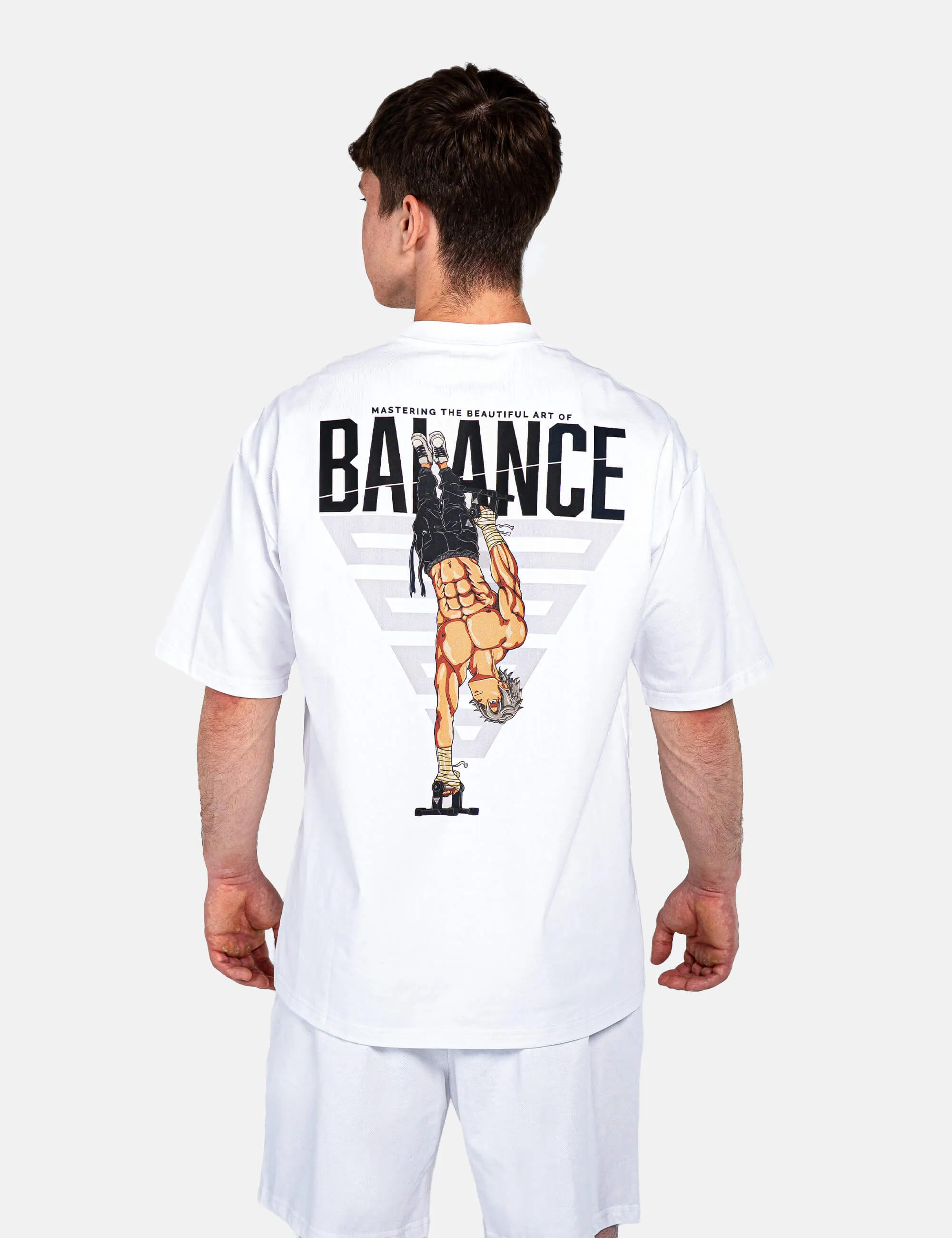 Anime Oversized T-Shirt Balance Men Colorfast Dye StainResistant Fabric