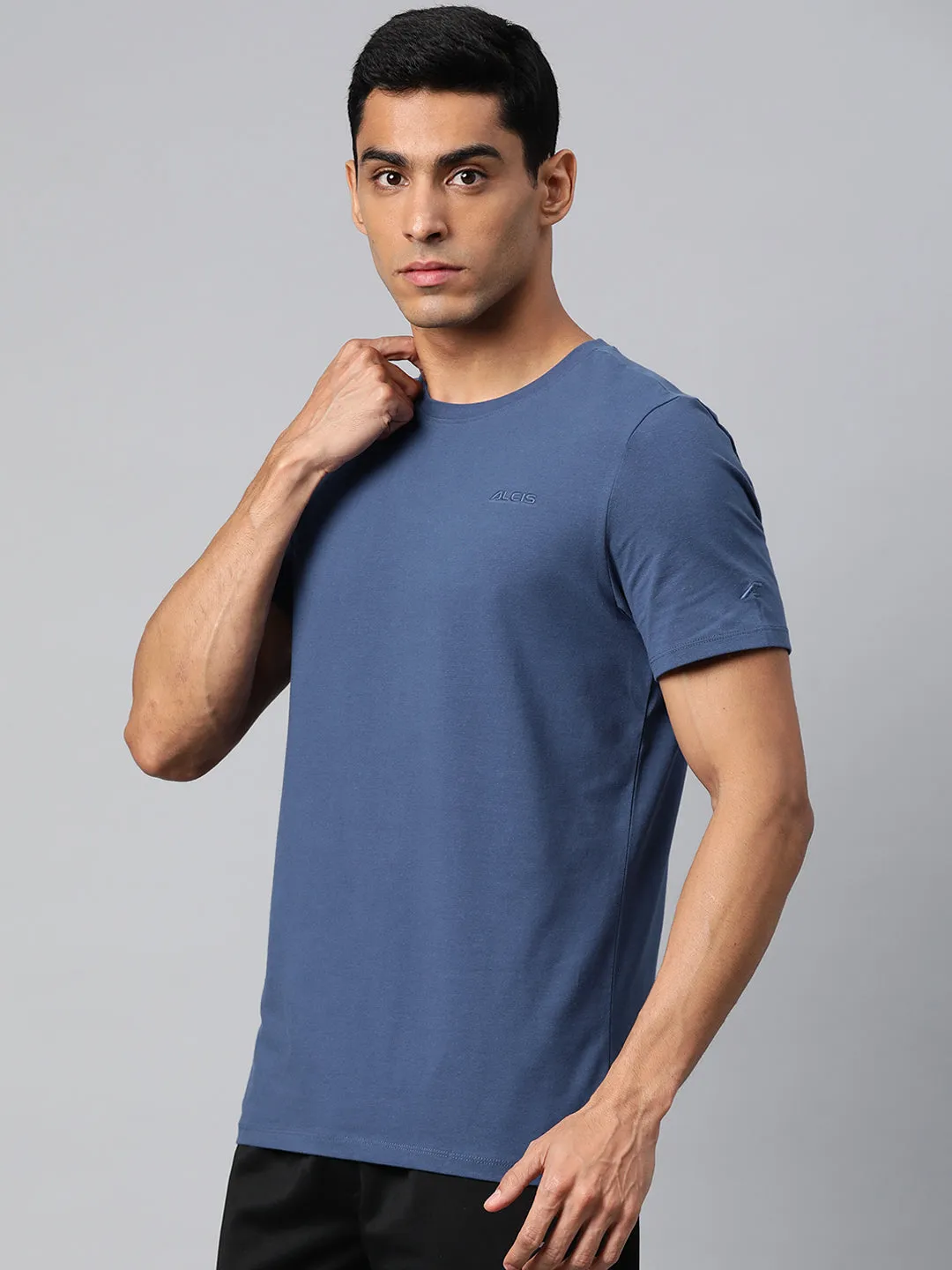 Alcis Men Solid Stretchex Slim Fit T-shirt Halo Glow