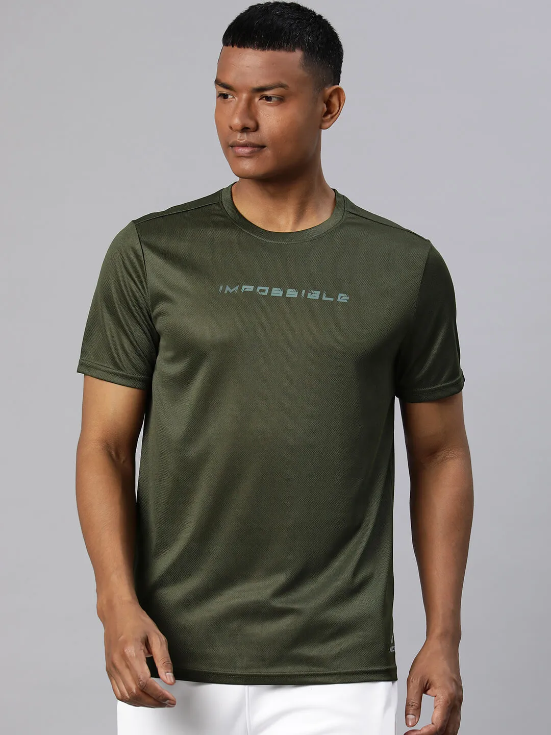 Alcis Men Typography Printed Dry Tech Slim Fit Sports T-shirt SnagFree Fabric