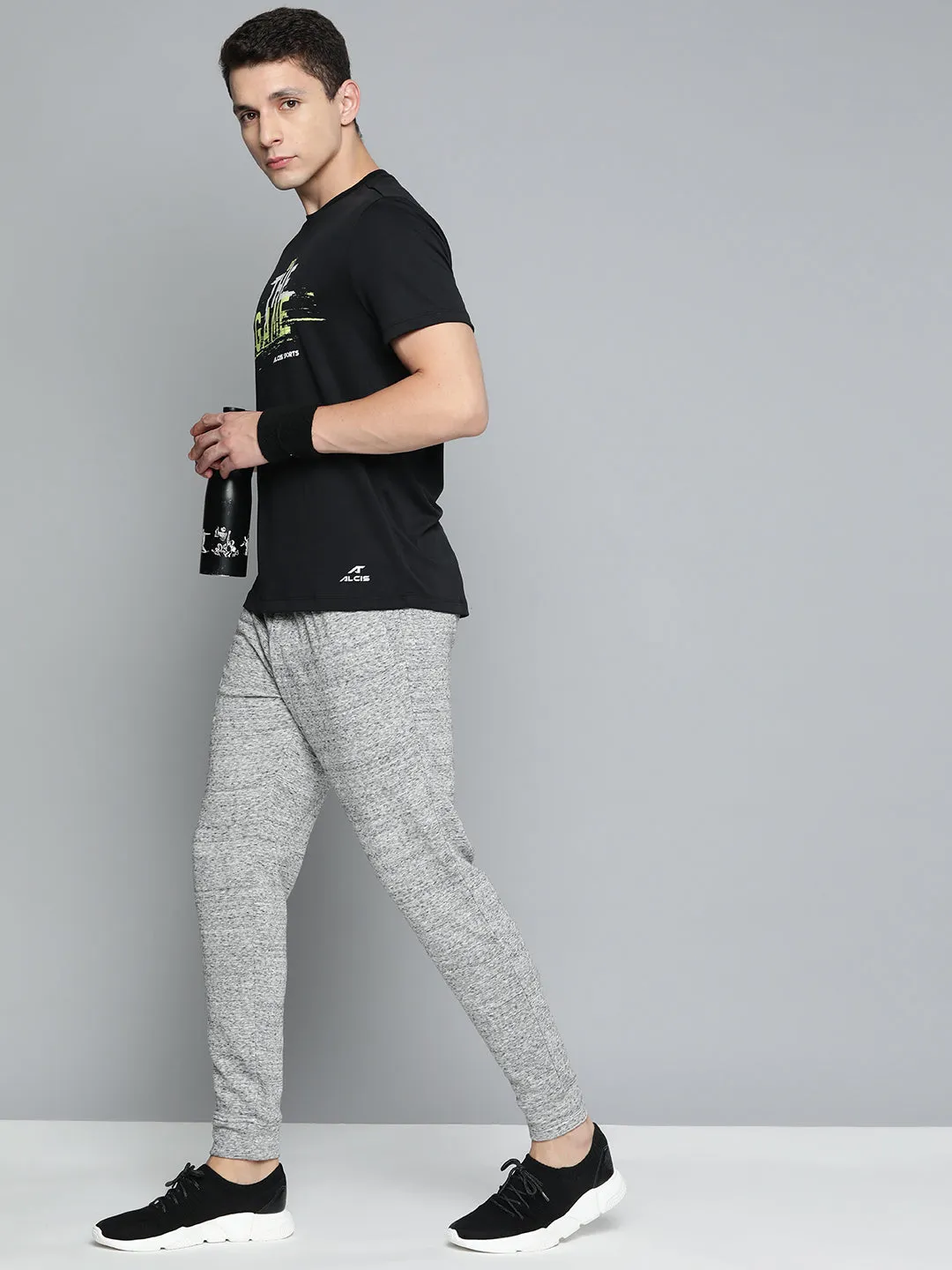 Alcis Men Black Typography Printed Slim Fit T-shirt Zen Glow Global Cool