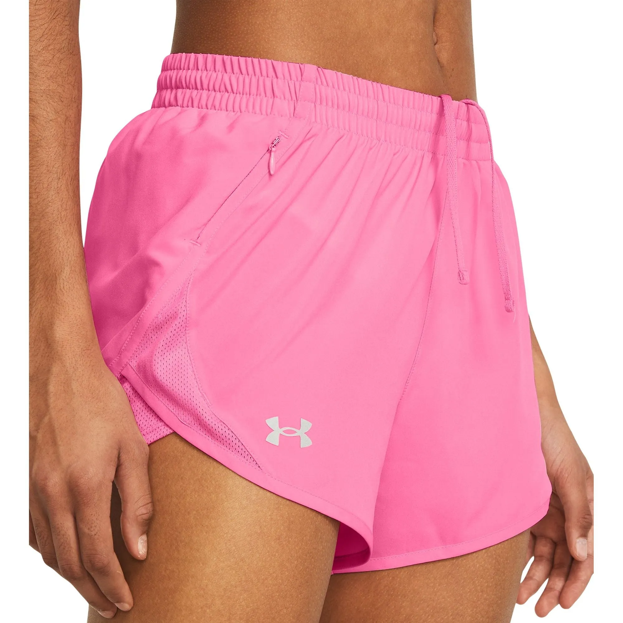 rooftop party look Mood Wear Under Armour Fly By 3 Inch Womens Running Shorts - Pink