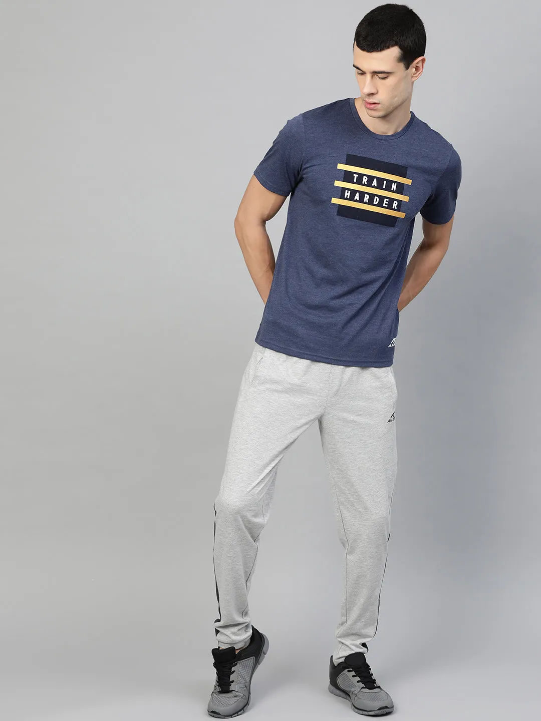 Water Repellent Coating Alcis Men Grey Melange Slim Fit Solid Track Pants