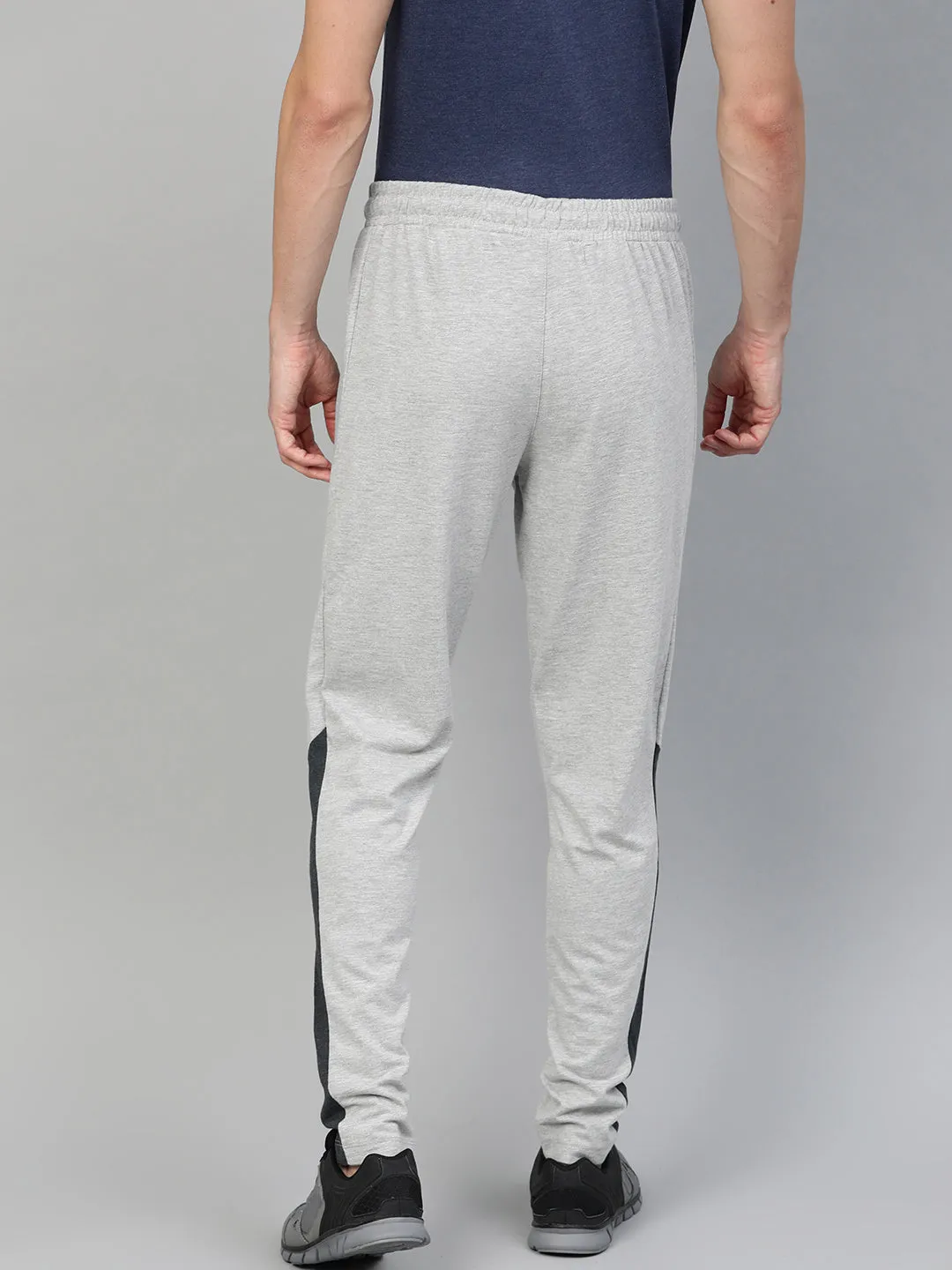 Alcis Men Grey Melange Slim Fit Solid Track Pants Flexible Fabric Travel-Ready