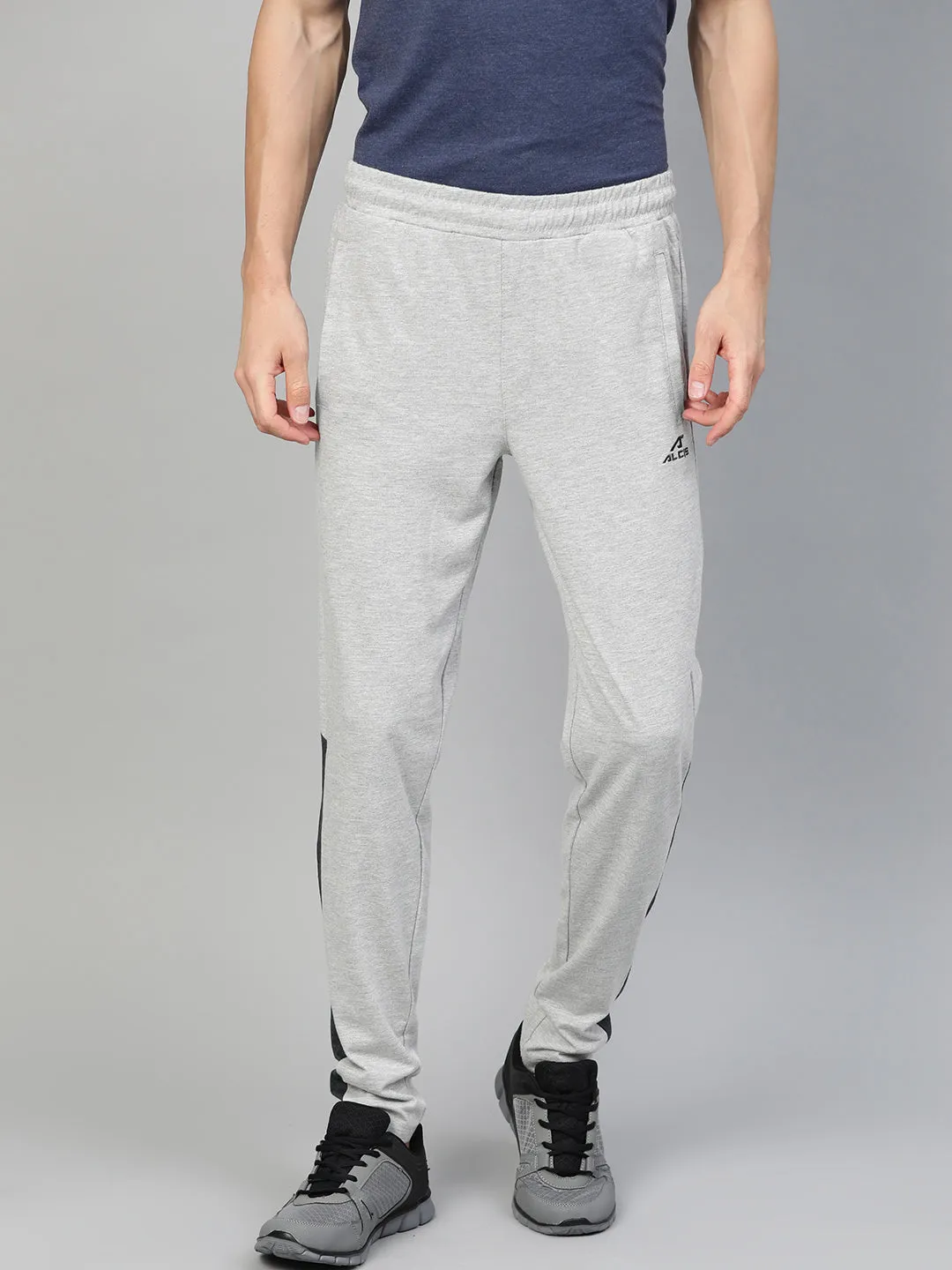 Alcis Men Grey Melange Slim Fit Solid Track Pants Quick Move