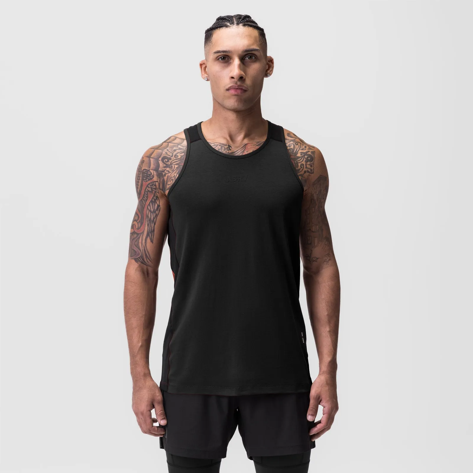 0809. Supima? Mesh Panel Training Singlet?- Black novice soldiers Moisture Activated Cooling