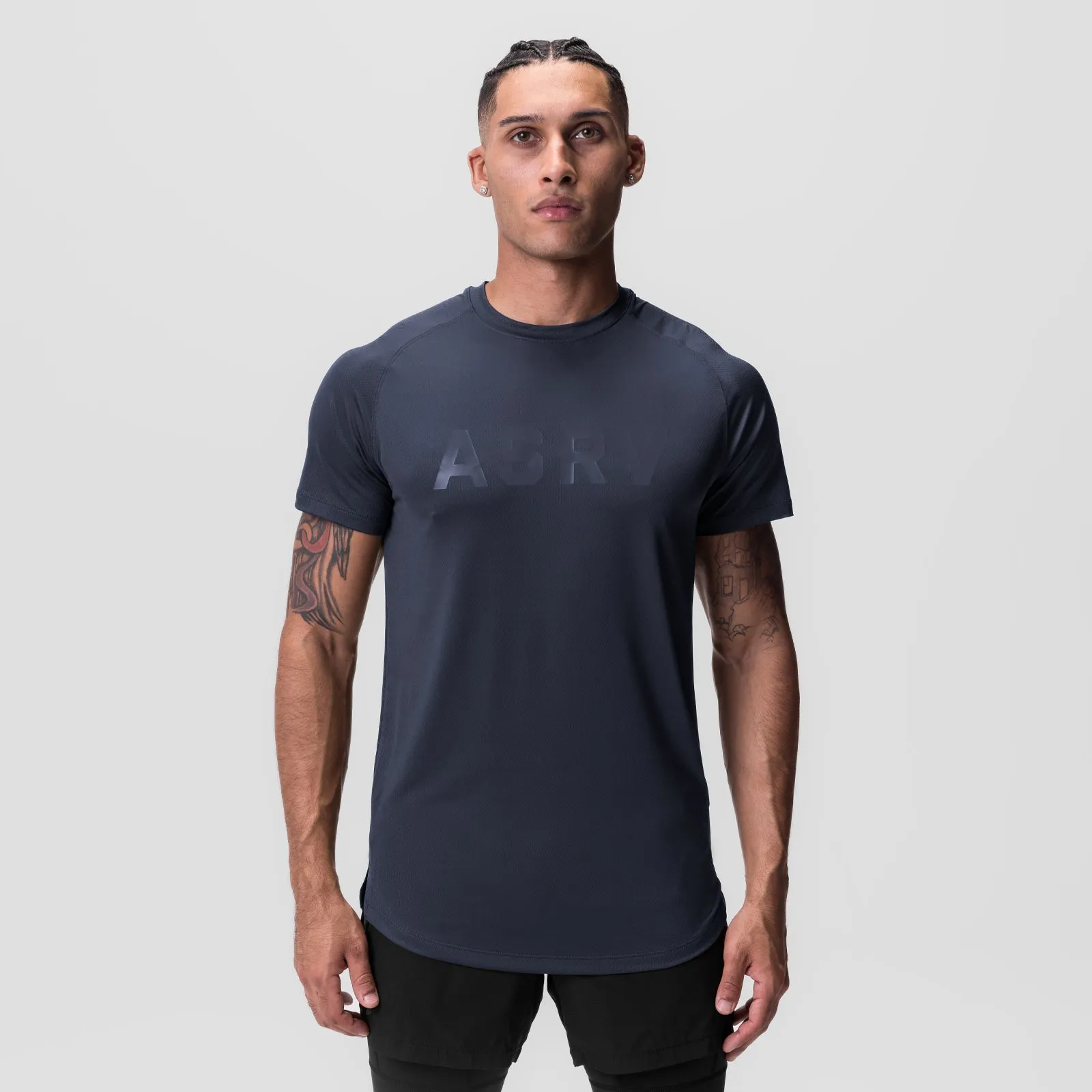0660. AeroSilver? Established Tee - Navy "ASRV" Durable Knitwear