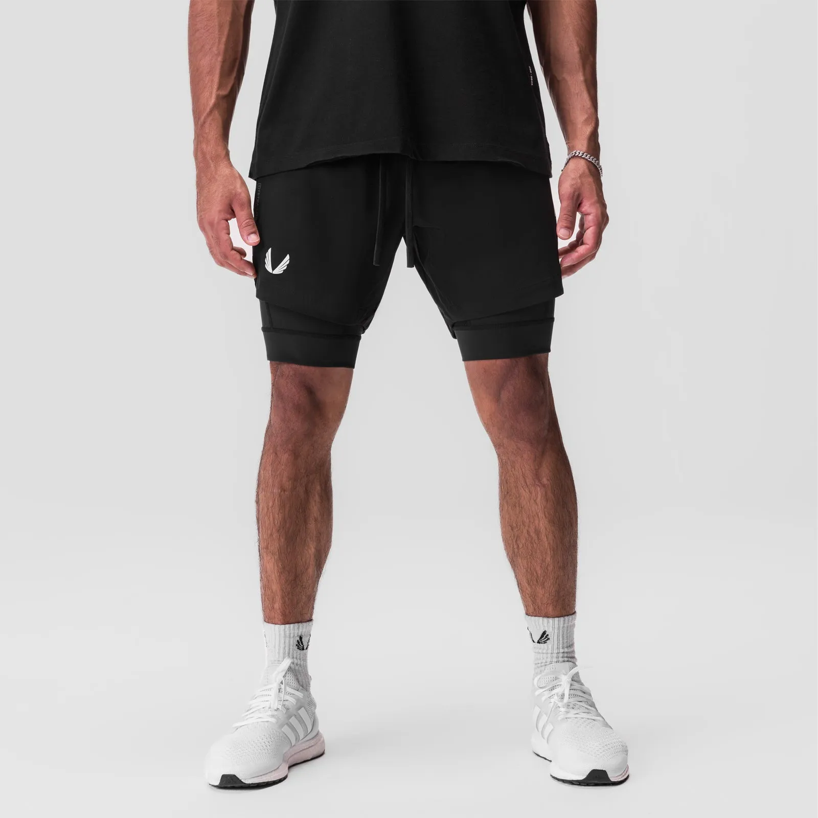 Sports Wear present for him 0866. Tetra-Lite? 7" Liner Short - Black/Black/ White "Wings"