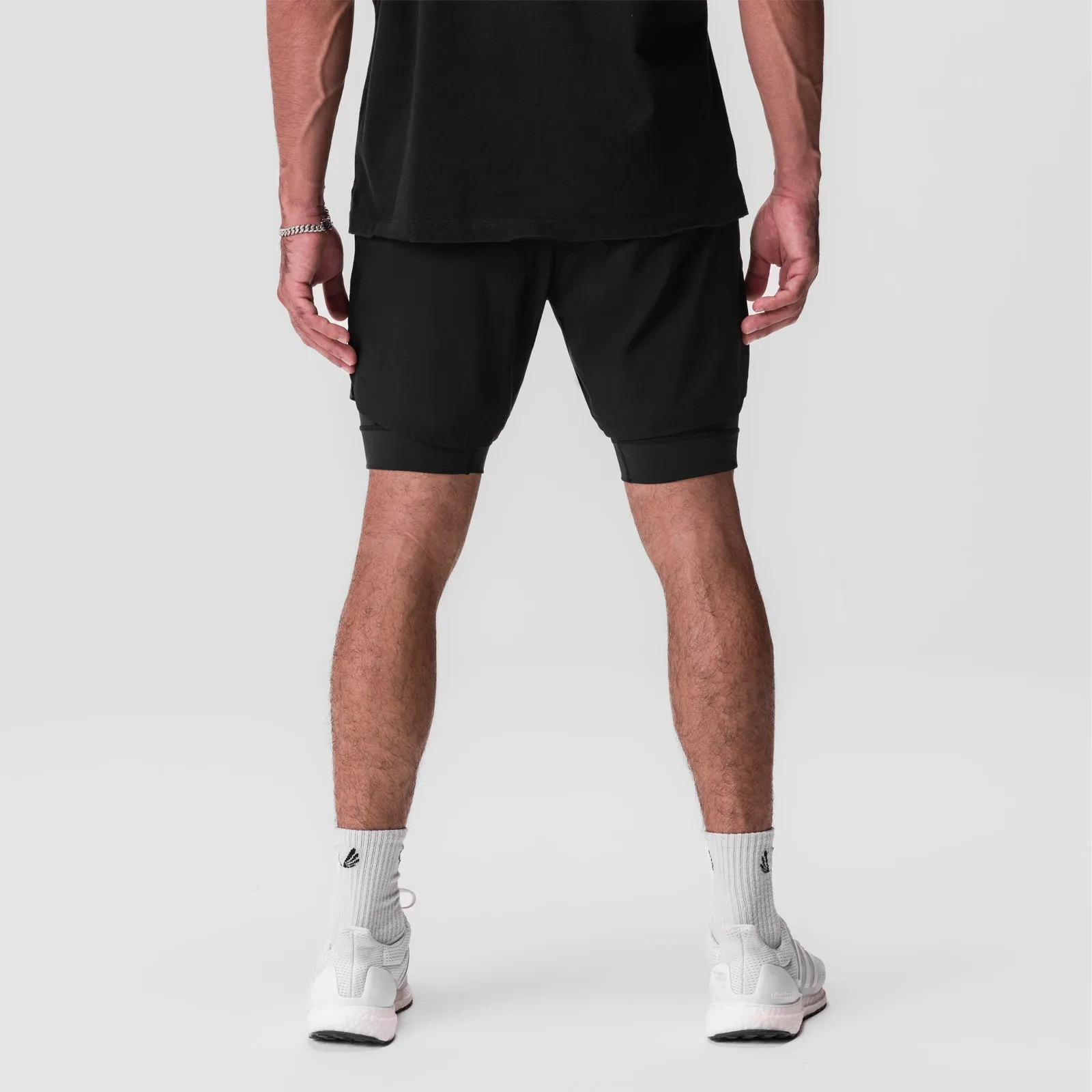 Hypoallergenic Lining 0866. Tetra-Lite? 7" Liner Short - Black/Black/ White "Wings"