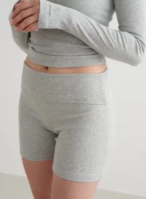 Grey Melange Ease Ribbed Shorts Moisture Management Lining Chill Style