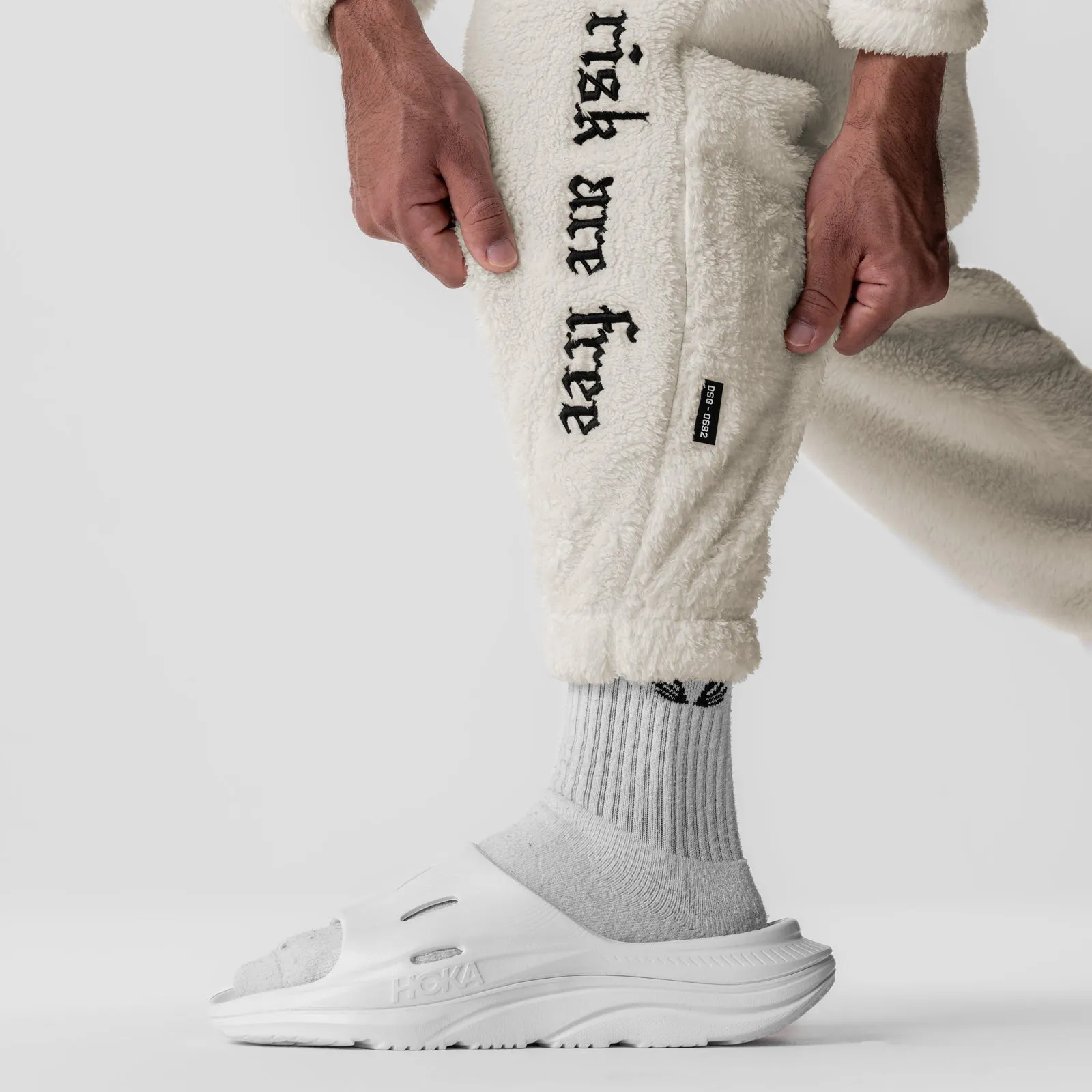 0692. Sherpa Recovery Sweats - Ivory Cream/Black Anti Pilling Fabric