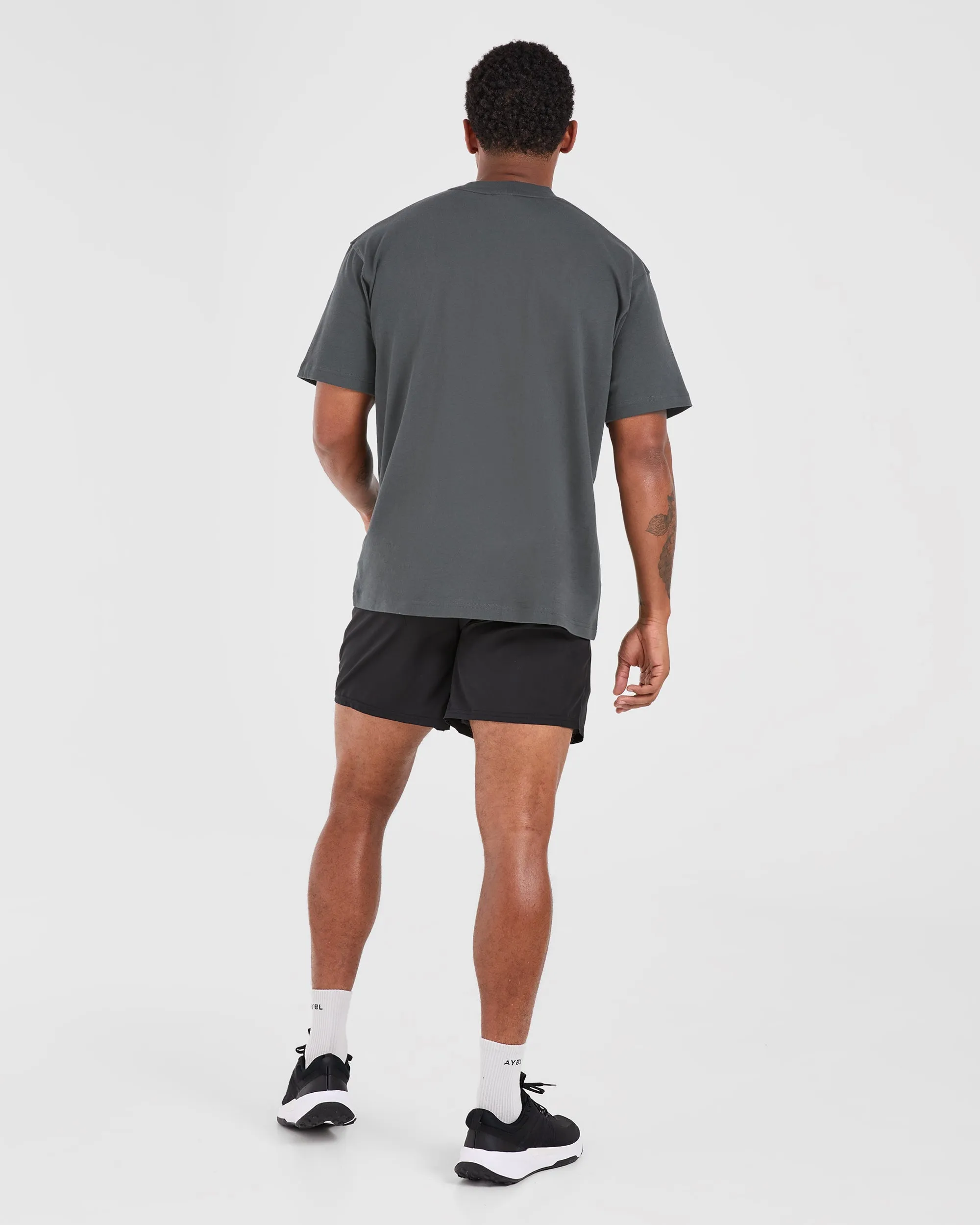 Breathable mesh panel Athletics Oversized T Shirt - Charcoal