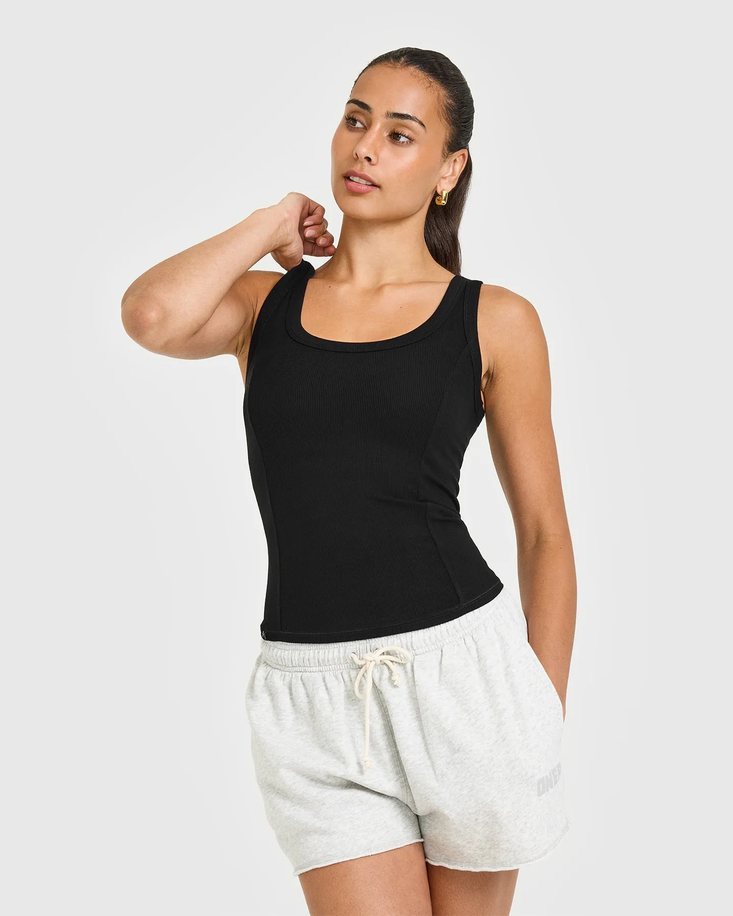 Motion Ease Mellow? Rib Scoop Neck Vest | Black UltraSoft Texture